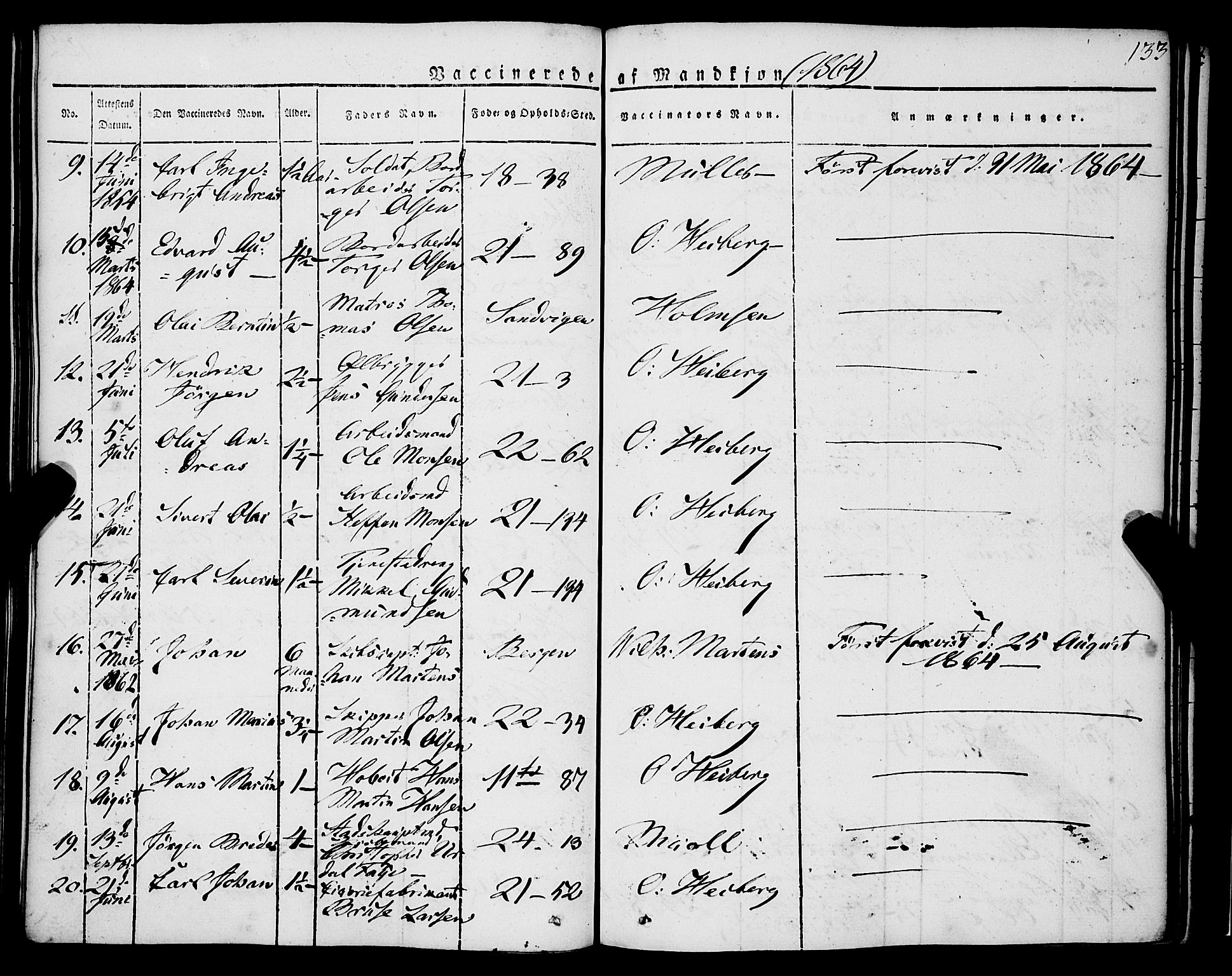 Korskirken sokneprestembete, AV/SAB-A-76101/H/Haa/L0050: Parish register (official) no. F 1, 1821-1869, p. 133