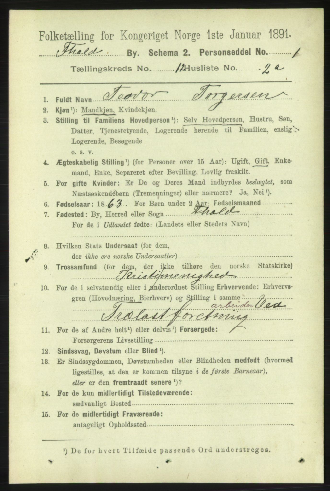 RA, 1891 census for 0101 Fredrikshald, 1891, p. 8216