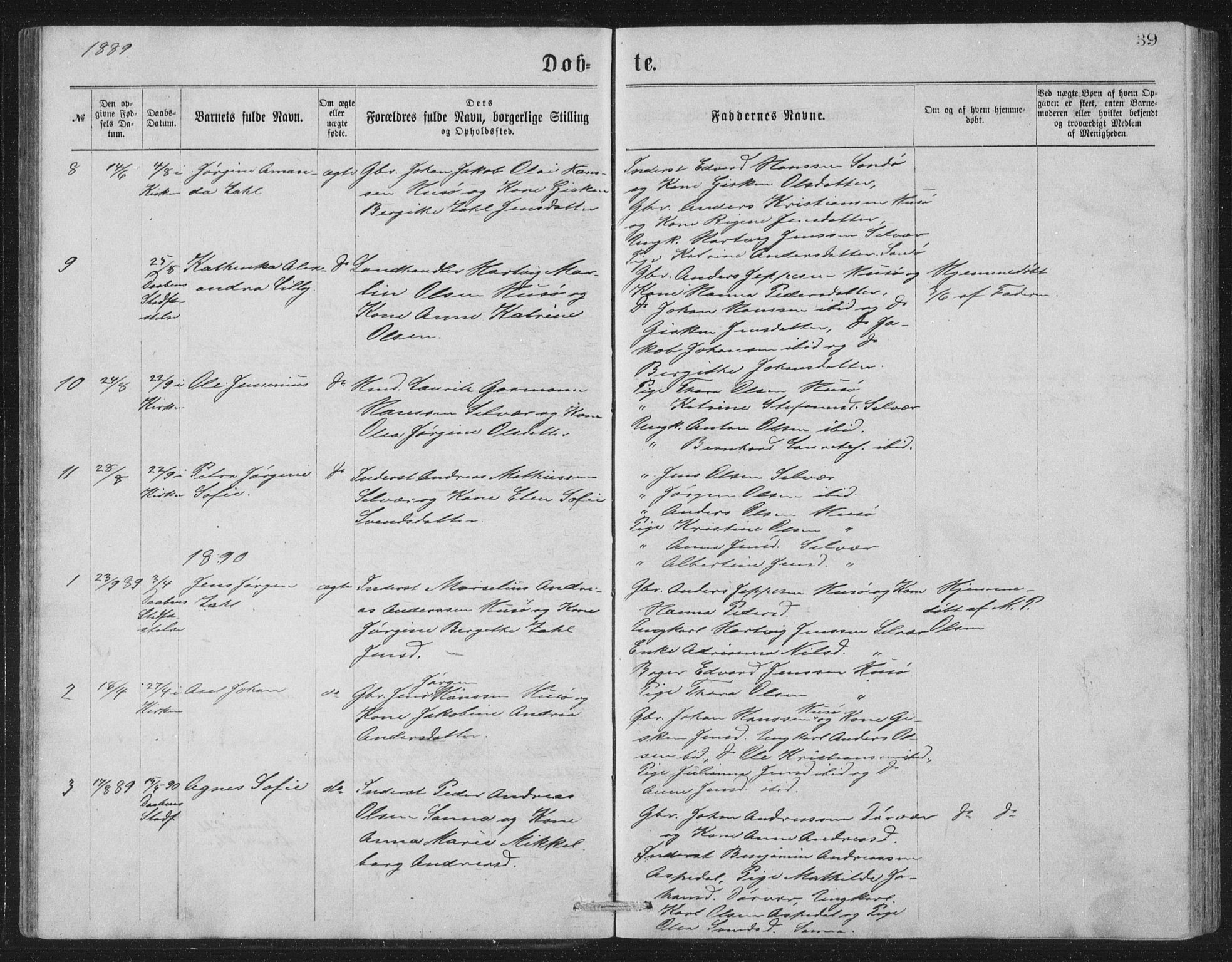 Ministerialprotokoller, klokkerbøker og fødselsregistre - Nordland, AV/SAT-A-1459/840/L0582: Parish register (copy) no. 840C02, 1874-1900, p. 39