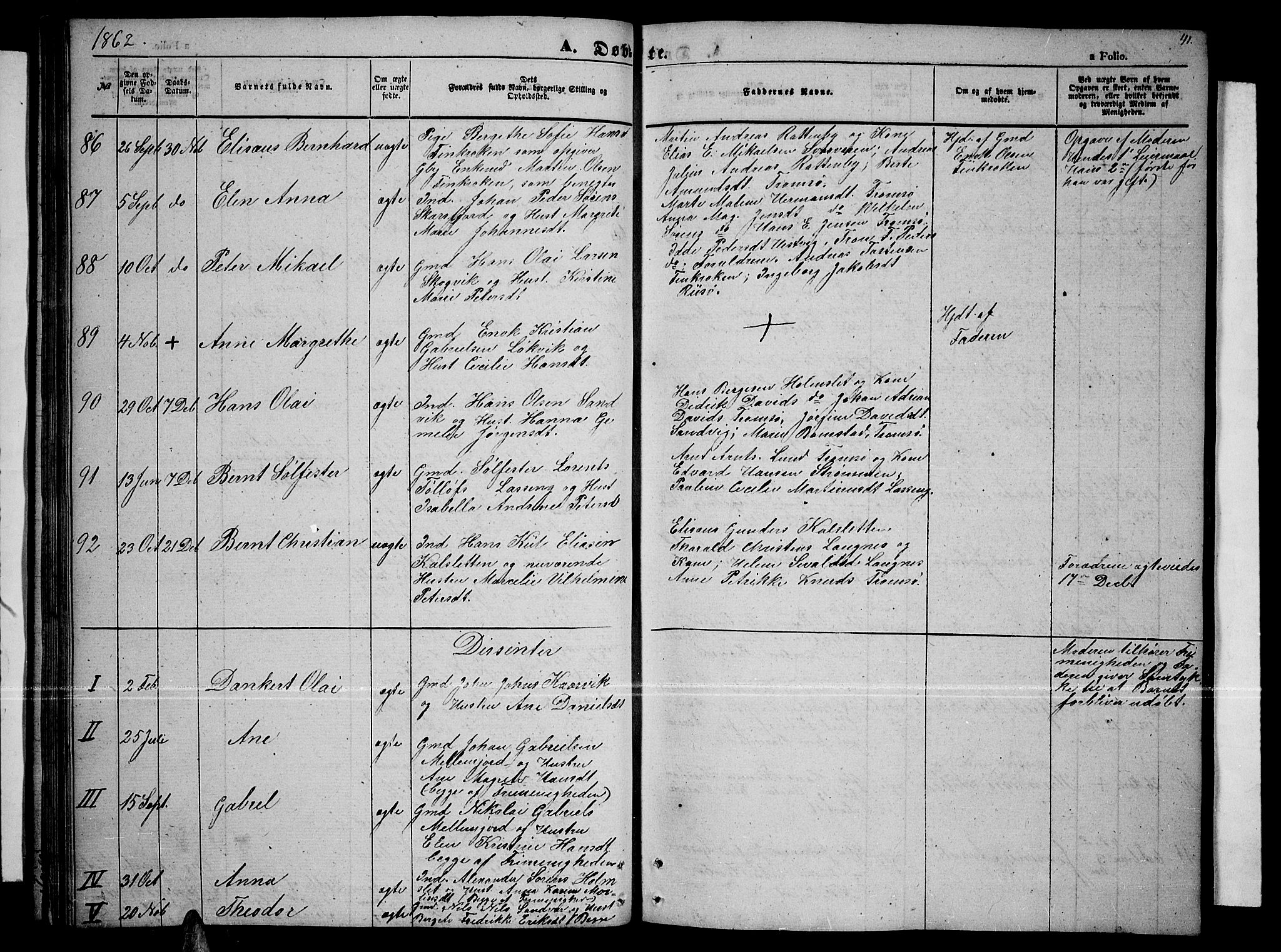 Tromsøysund sokneprestkontor, AV/SATØ-S-1304/G/Gb/L0001klokker: Parish register (copy) no. 1, 1857-1869, p. 41