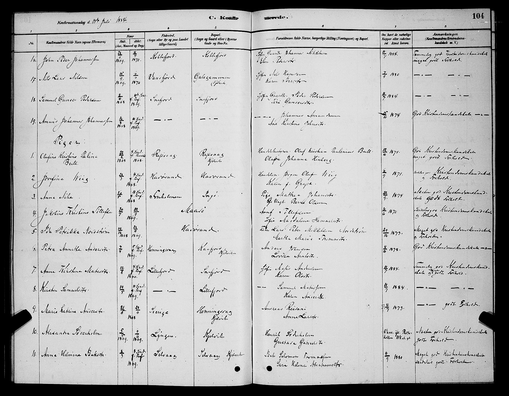 Måsøy sokneprestkontor, AV/SATØ-S-1348/H/Hb/L0002klokker: Parish register (copy) no. 2, 1876-1888, p. 104