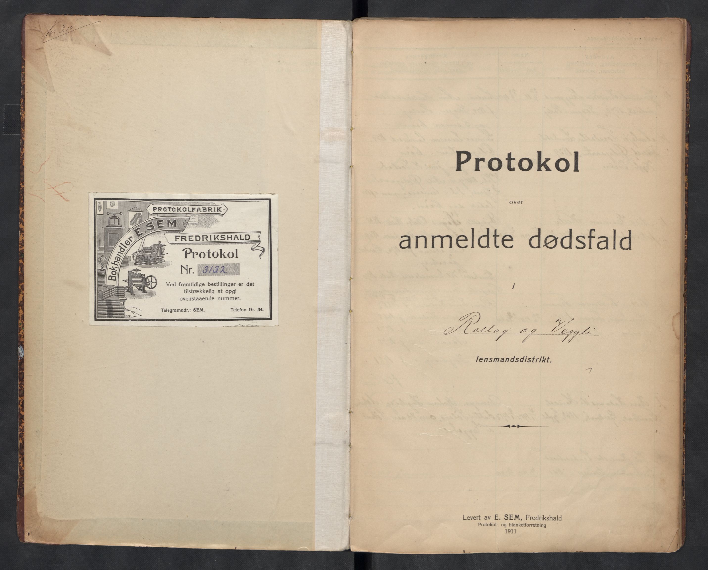 Rollag lensmannskontor, SAKO/A-521/H/Ha/L0001: Dødsfallsprotokoll, 1911-1924