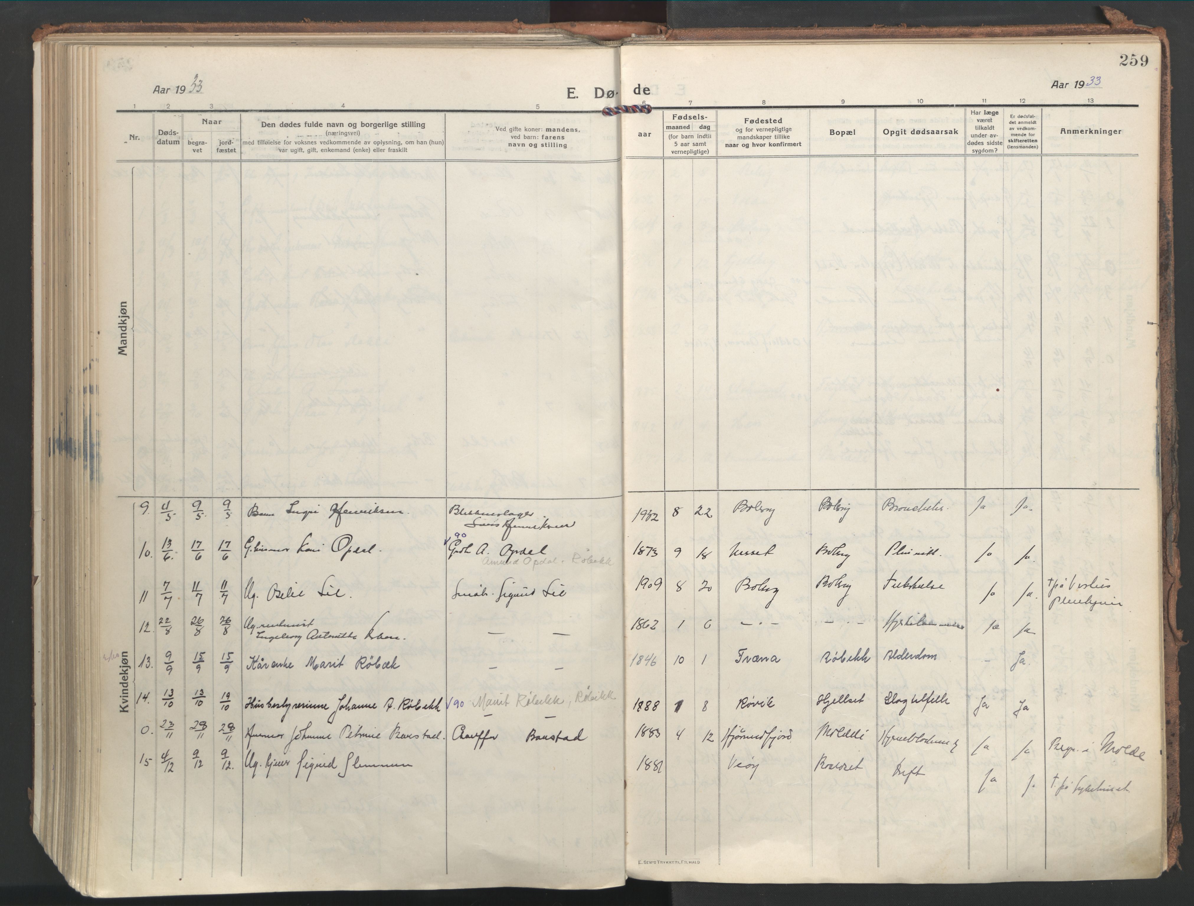 Ministerialprotokoller, klokkerbøker og fødselsregistre - Møre og Romsdal, AV/SAT-A-1454/555/L0659: Parish register (official) no. 555A10, 1917-1971, p. 259