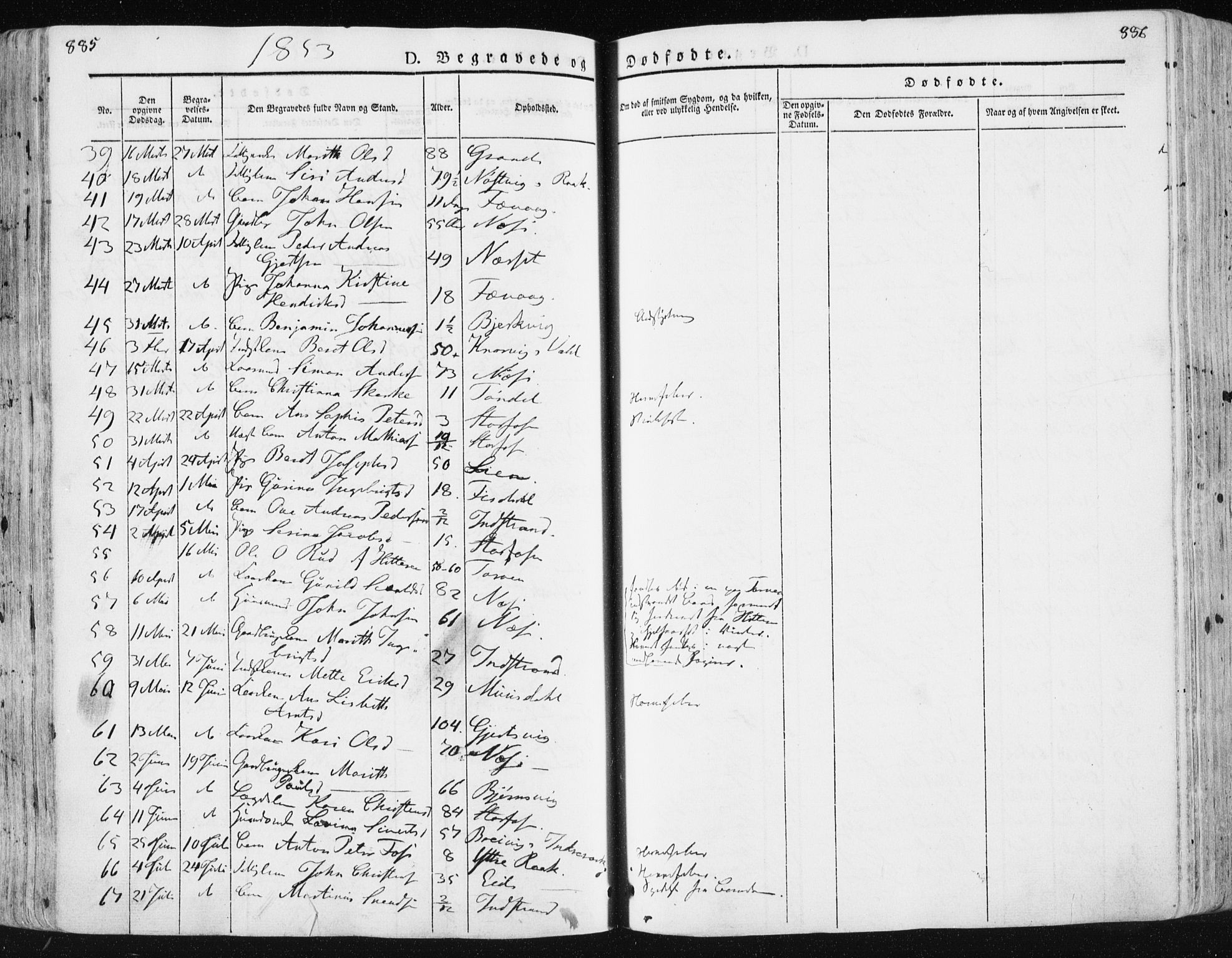 Ministerialprotokoller, klokkerbøker og fødselsregistre - Sør-Trøndelag, SAT/A-1456/659/L0736: Parish register (official) no. 659A06, 1842-1856, p. 885-886