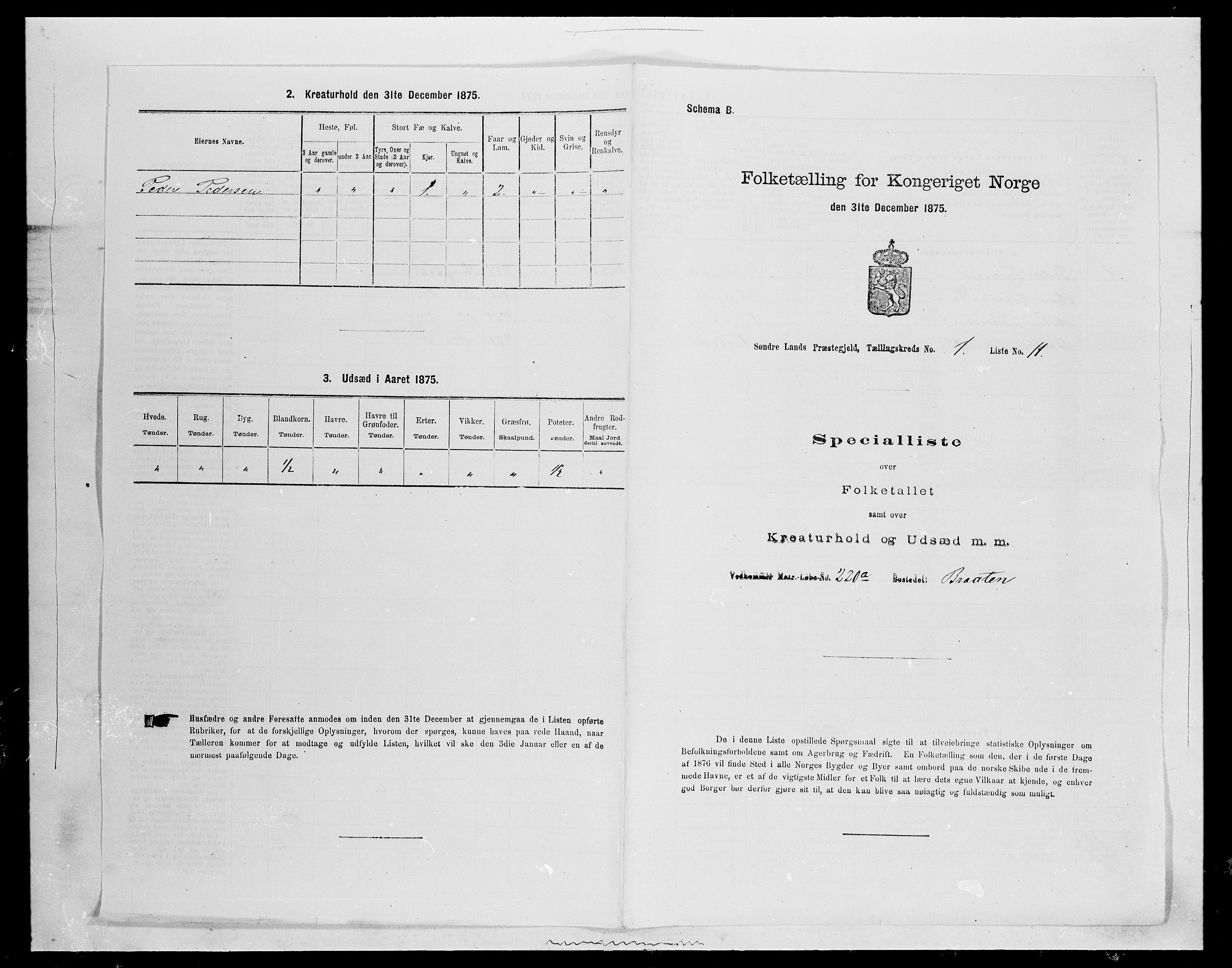 SAH, 1875 census for 0536P Søndre Land, 1875, p. 106