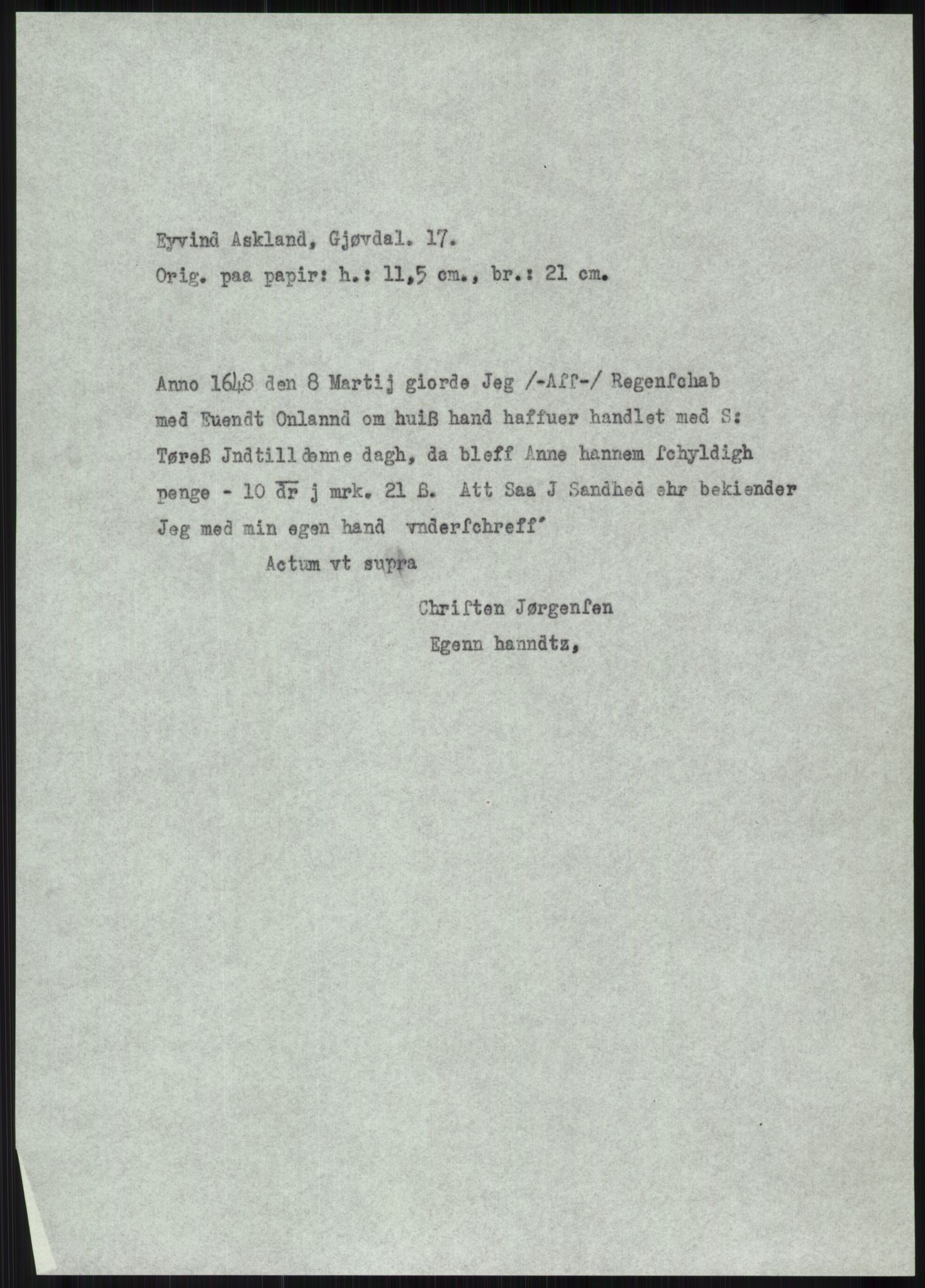 Samlinger til kildeutgivelse, Diplomavskriftsamlingen, AV/RA-EA-4053/H/Ha, p. 268