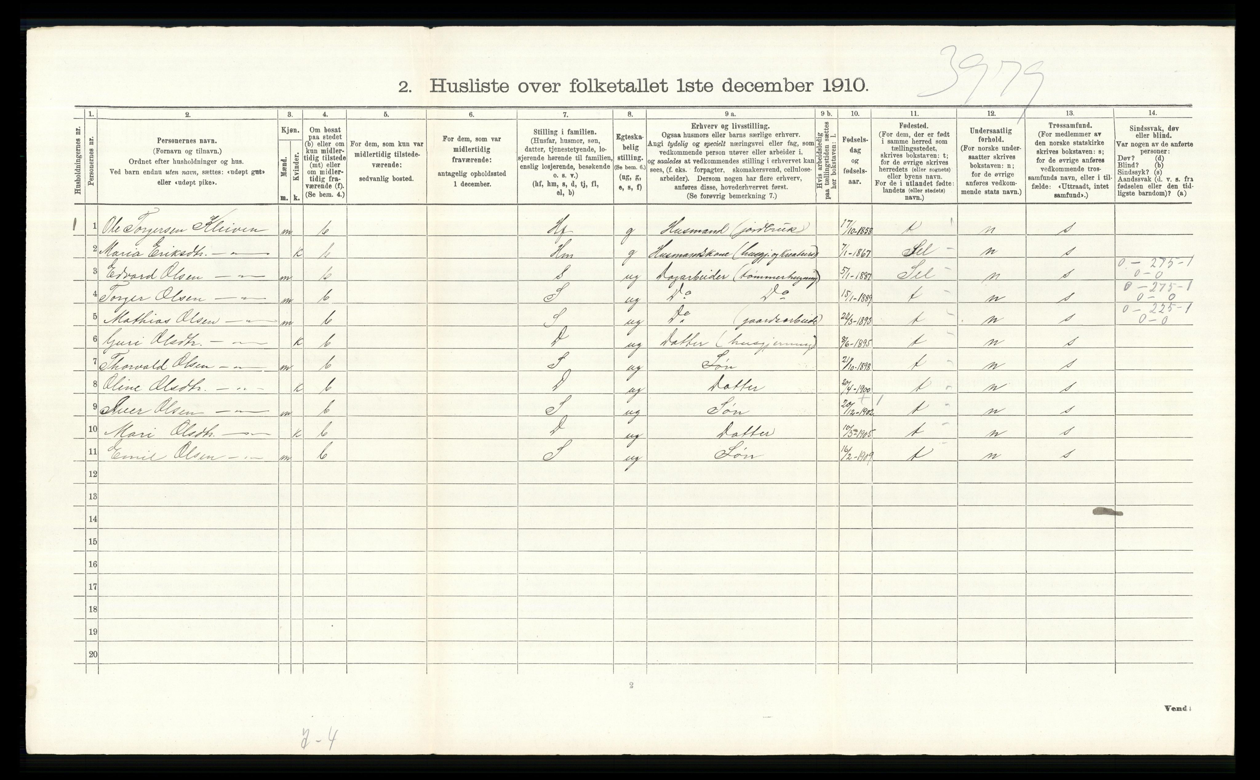 RA, 1910 census for Nord-Fron, 1910, p. 211