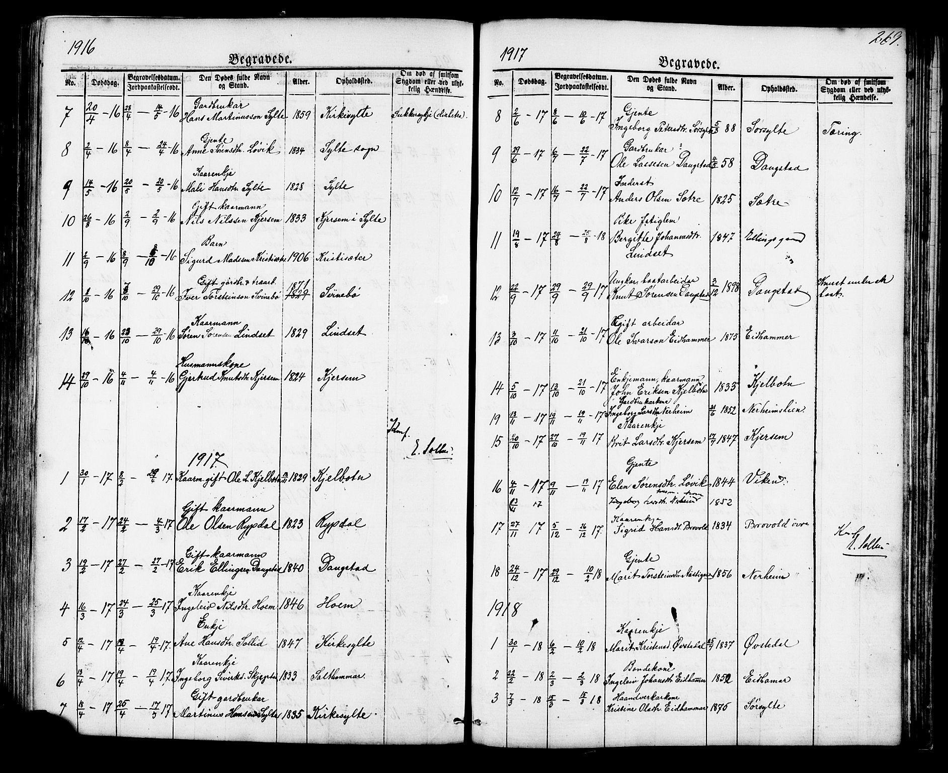 Ministerialprotokoller, klokkerbøker og fødselsregistre - Møre og Romsdal, SAT/A-1454/541/L0547: Parish register (copy) no. 541C02, 1867-1921, p. 269