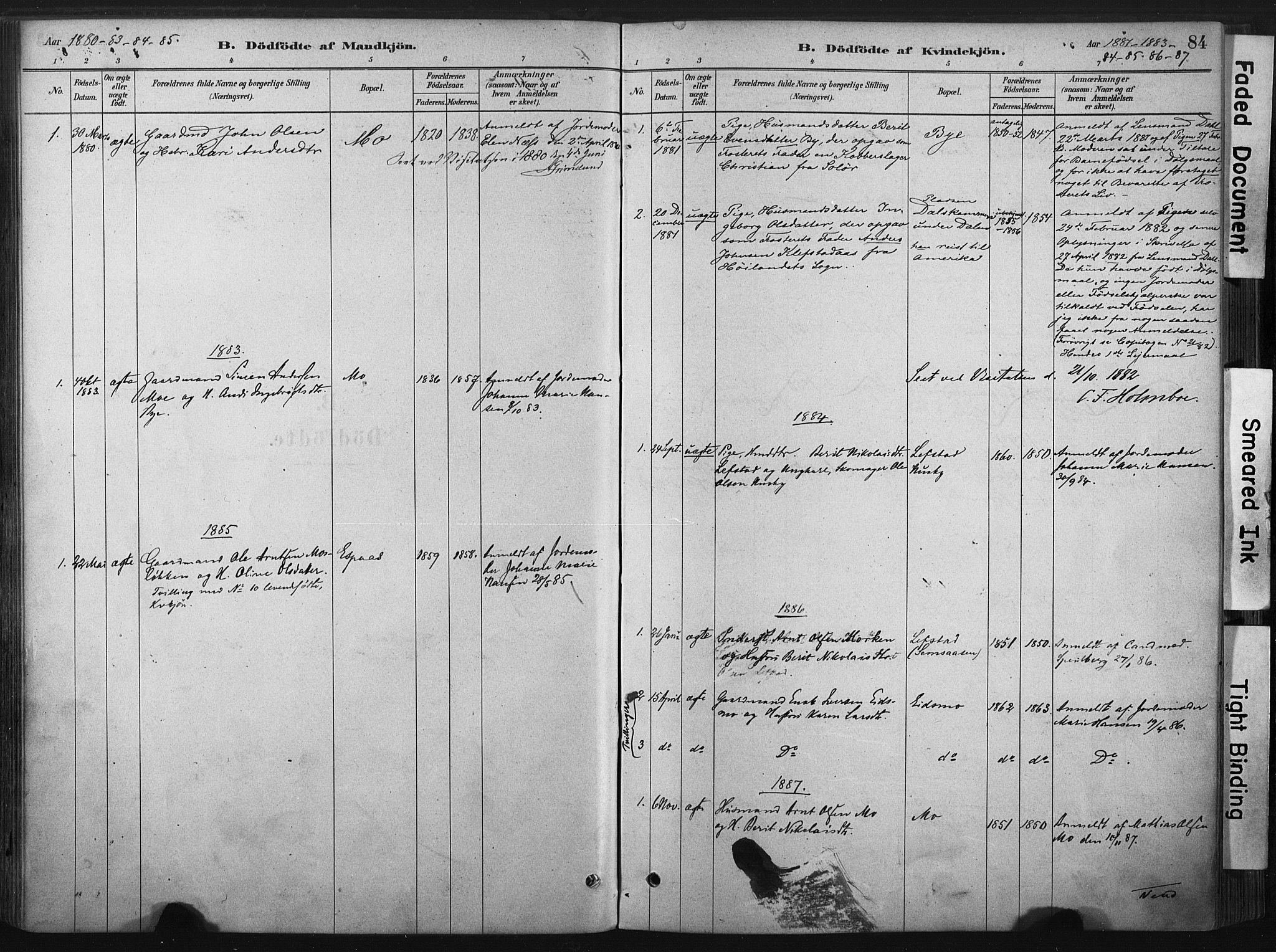 Ministerialprotokoller, klokkerbøker og fødselsregistre - Sør-Trøndelag, SAT/A-1456/667/L0795: Parish register (official) no. 667A03, 1879-1907, p. 84