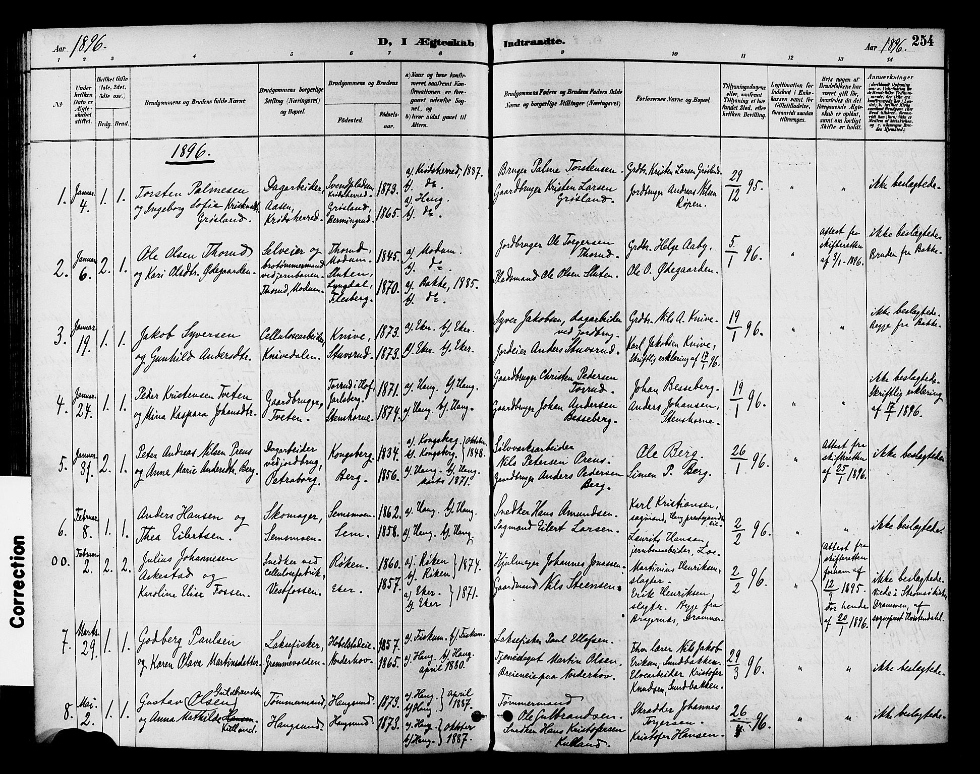 Eiker kirkebøker, AV/SAKO-A-4/F/Fb/L0002: Parish register (official) no. II 2, 1889-1896, p. 254