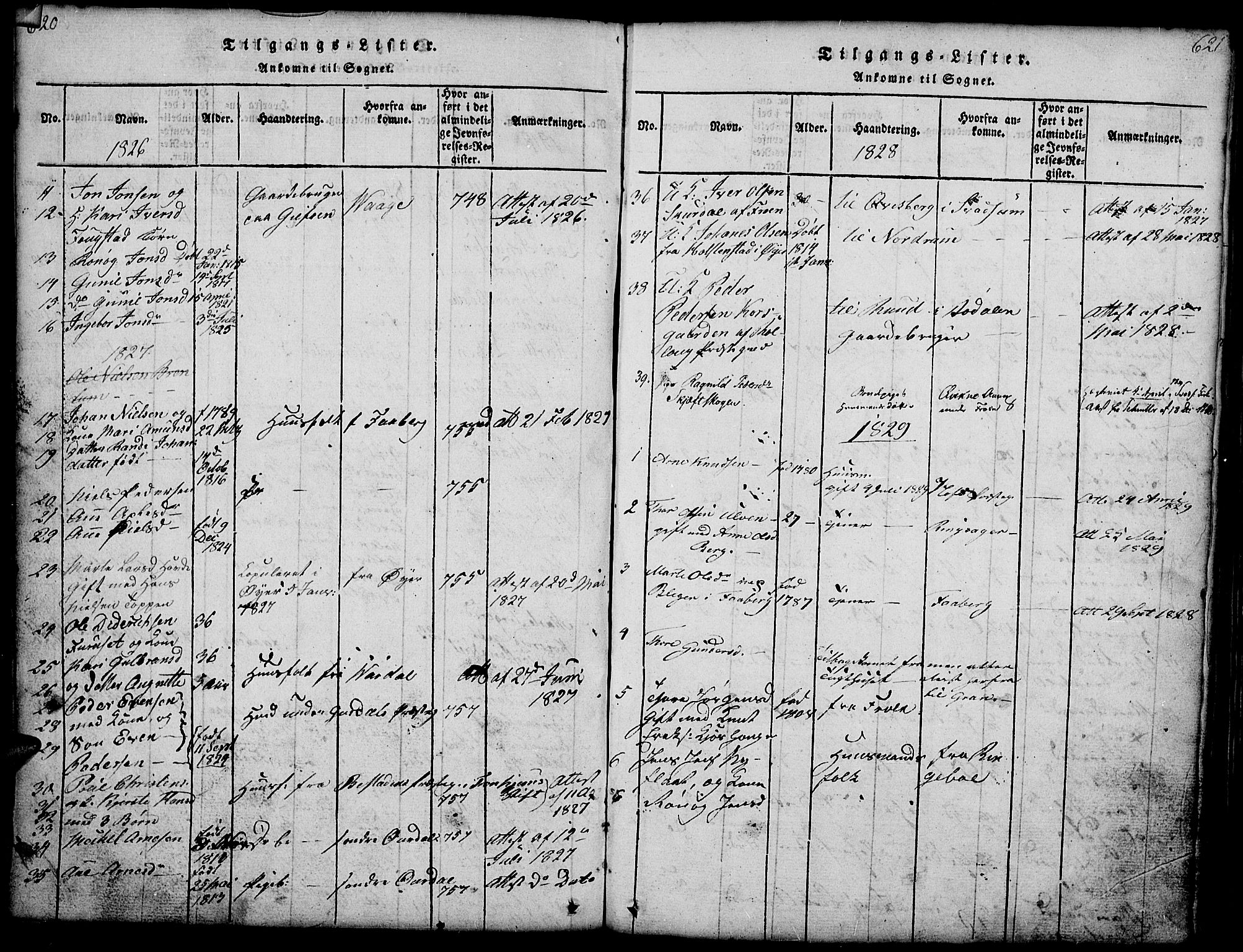 Gausdal prestekontor, SAH/PREST-090/H/Ha/Hab/L0001: Parish register (copy) no. 1, 1817-1848, p. 620-621