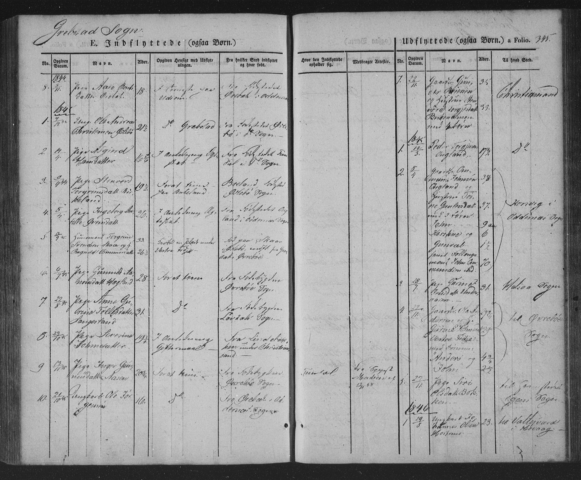 Søgne sokneprestkontor, AV/SAK-1111-0037/F/Fa/Fab/L0009: Parish register (official) no. A 9, 1838-1853, p. 345