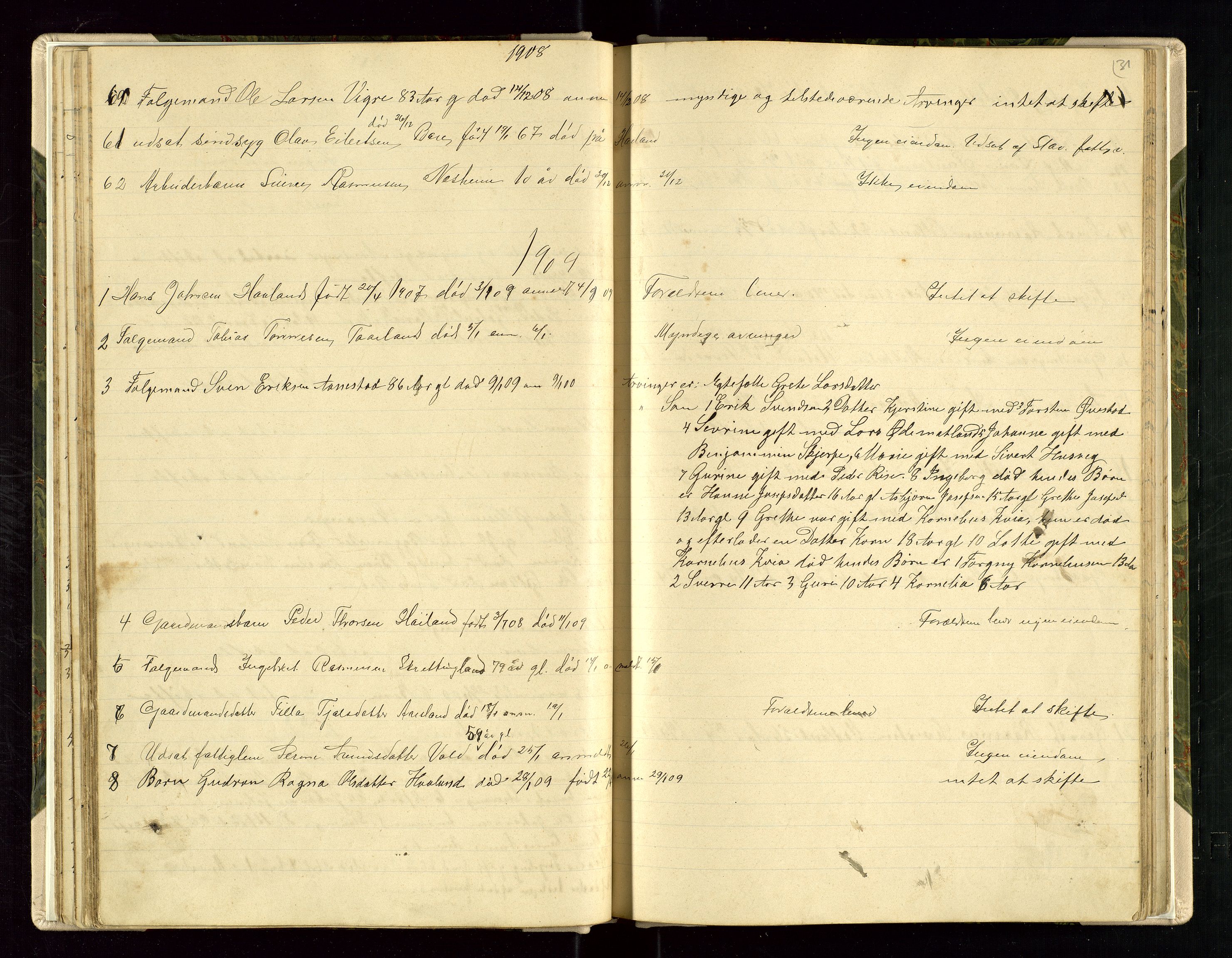 Hå lensmannskontor, AV/SAST-A-100456/Gga/L0002: Dødsfallsprotokoll, 1902-1925, p. 31
