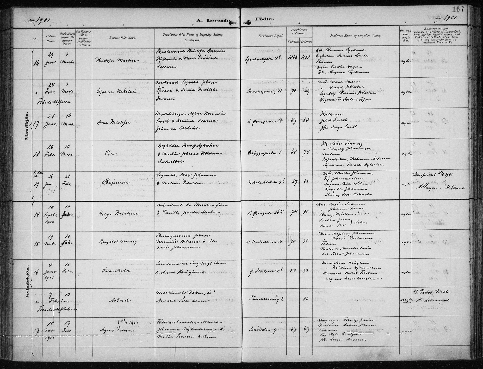 Korskirken sokneprestembete, SAB/A-76101/H/Hab: Parish register (copy) no. B 10, 1896-1905, p. 167
