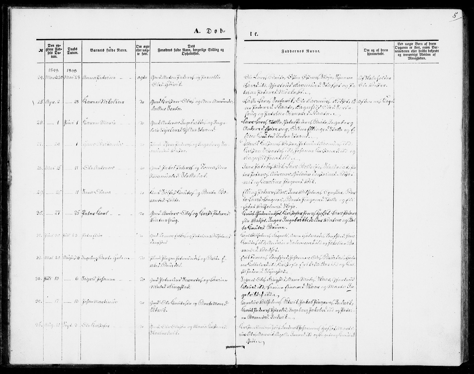 Ministerialprotokoller, klokkerbøker og fødselsregistre - Møre og Romsdal, AV/SAT-A-1454/524/L0353: Parish register (official) no. 524A05, 1848-1856, p. 5