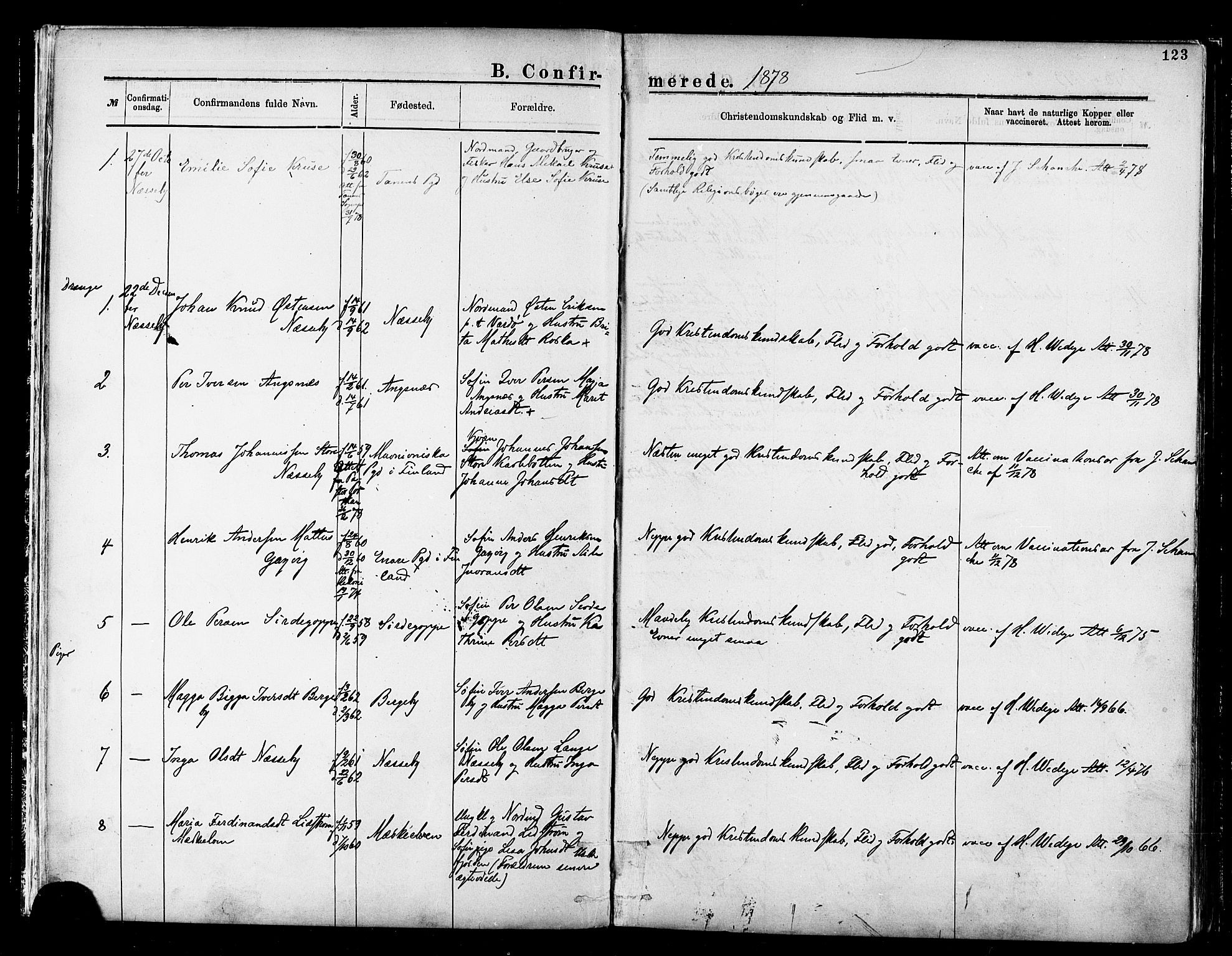 Nesseby sokneprestkontor, AV/SATØ-S-1330/H/Ha/L0004kirke: Parish register (official) no. 4, 1877-1884, p. 123