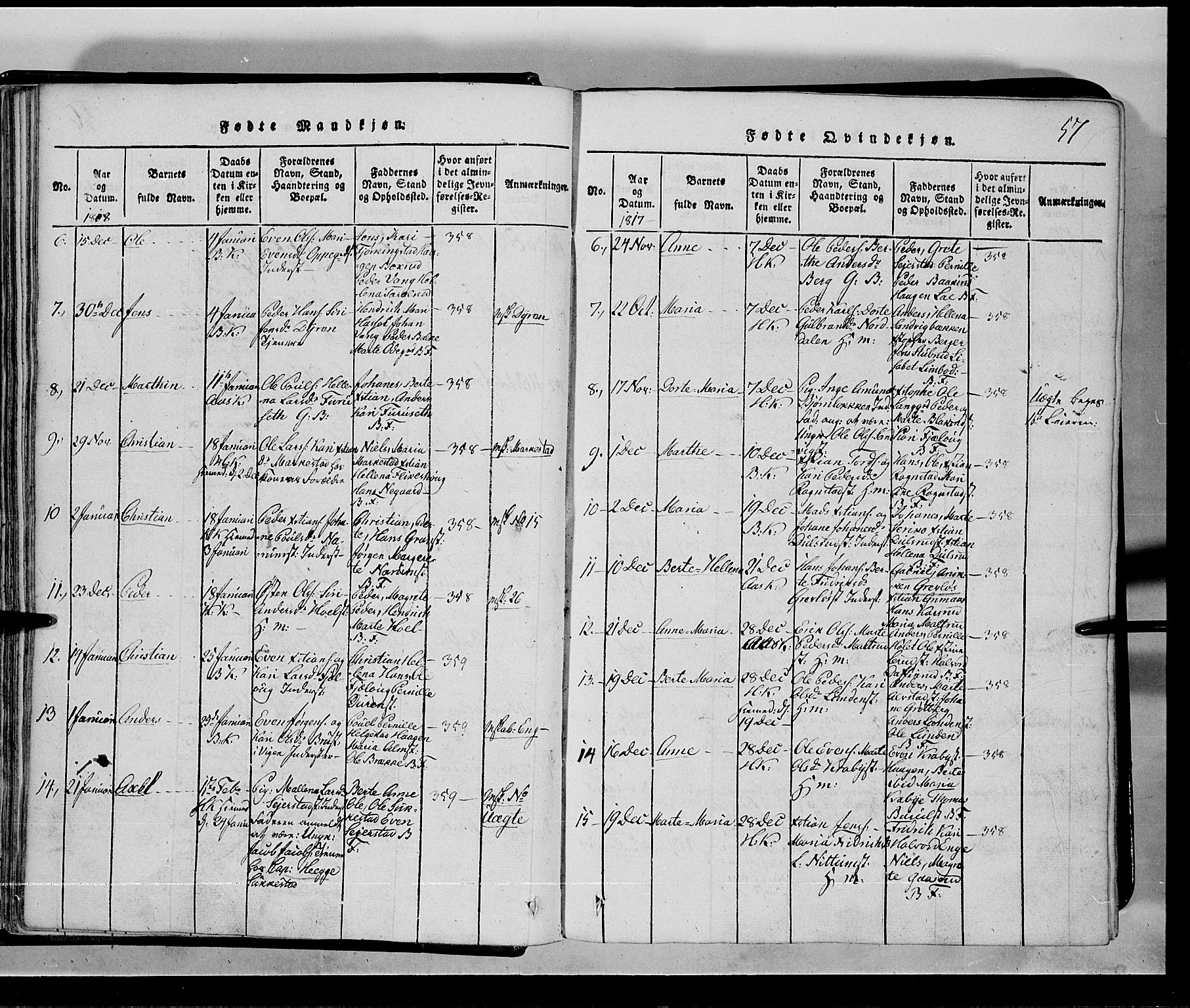 Toten prestekontor, SAH/PREST-102/H/Ha/Hab/L0001: Parish register (copy) no. 1, 1814-1820, p. 57