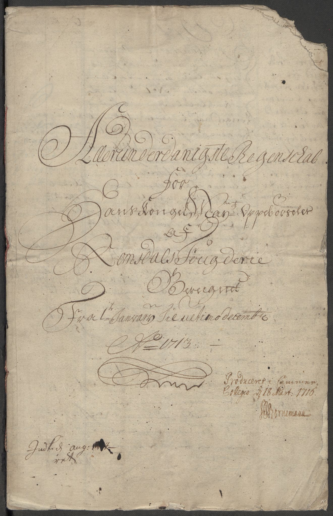 Rentekammeret inntil 1814, Reviderte regnskaper, Fogderegnskap, RA/EA-4092/R55/L3662: Fogderegnskap Romsdal, 1713-1714, p. 3