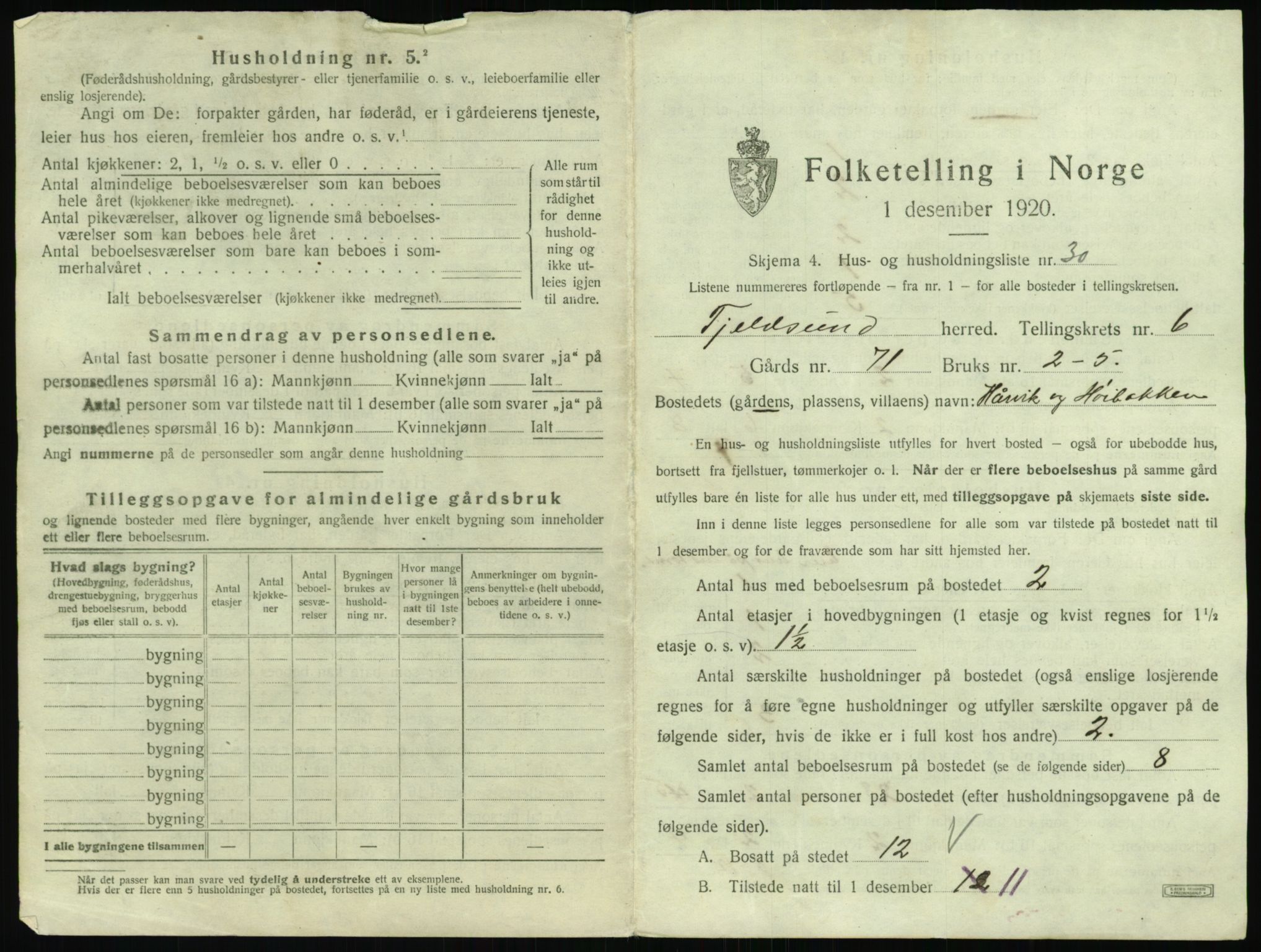 SAT, 1920 census for Tjeldsund, 1920, p. 498