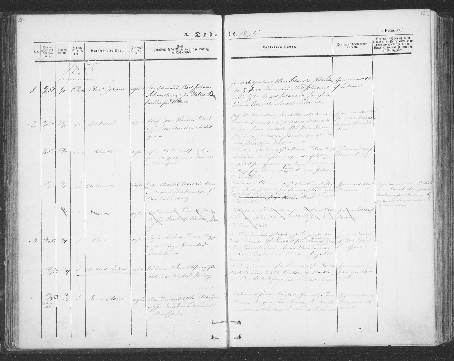 Tana sokneprestkontor, SATØ/S-1334/H/Ha/L0001kirke: Parish register (official) no. 1, 1846-1861, p. 55
