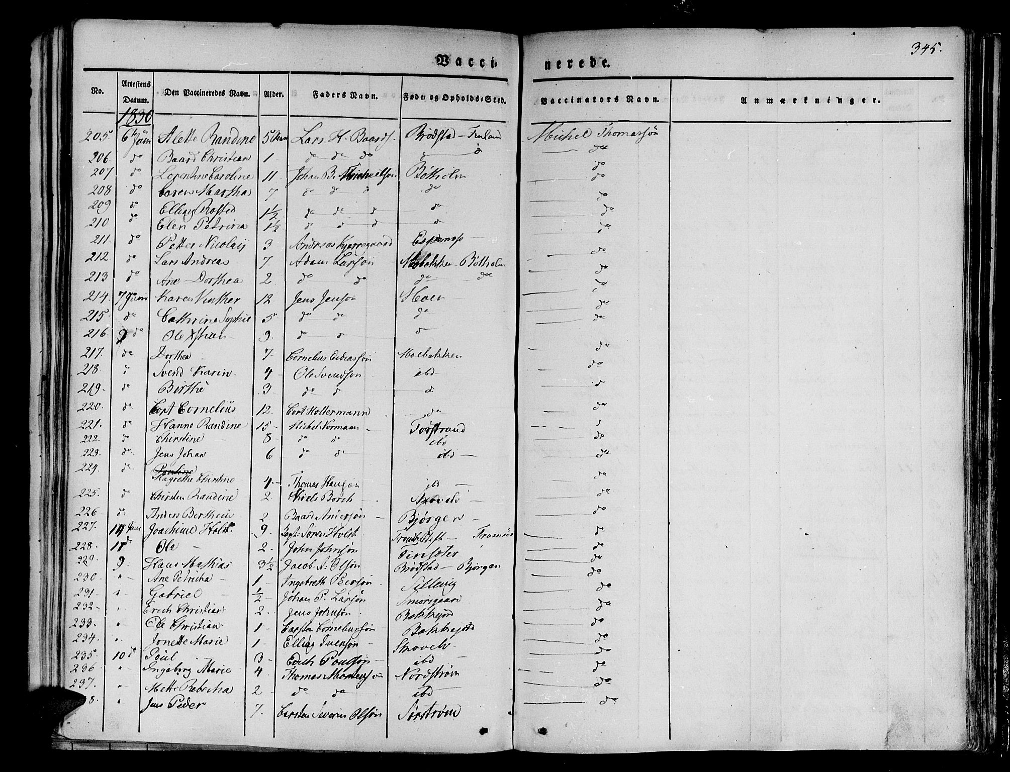 Tranøy sokneprestkontor, AV/SATØ-S-1313/I/Ia/Iaa/L0005kirke: Parish register (official) no. 5, 1829-1844, p. 345