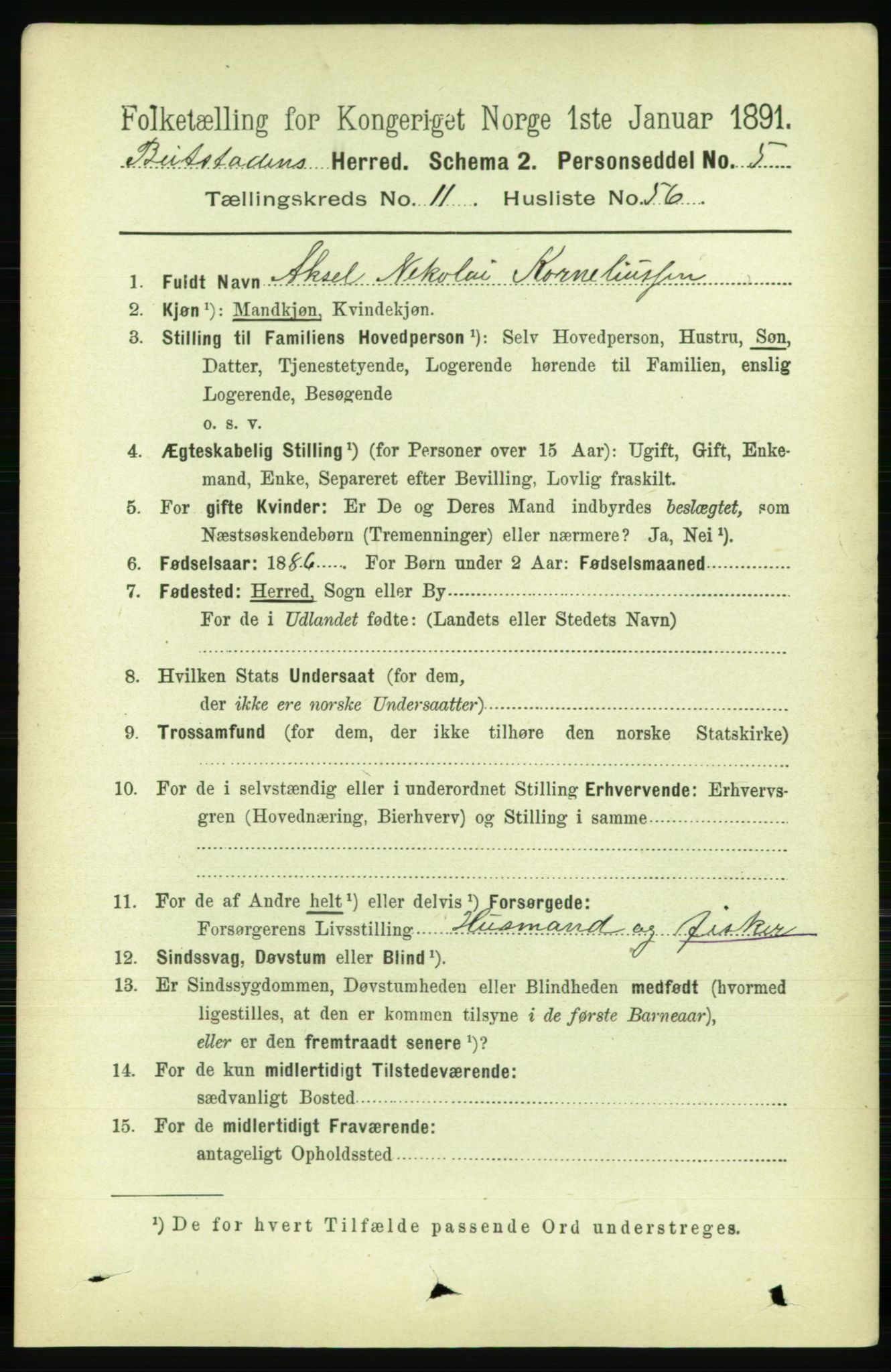 RA, 1891 census for 1727 Beitstad, 1891, p. 3322