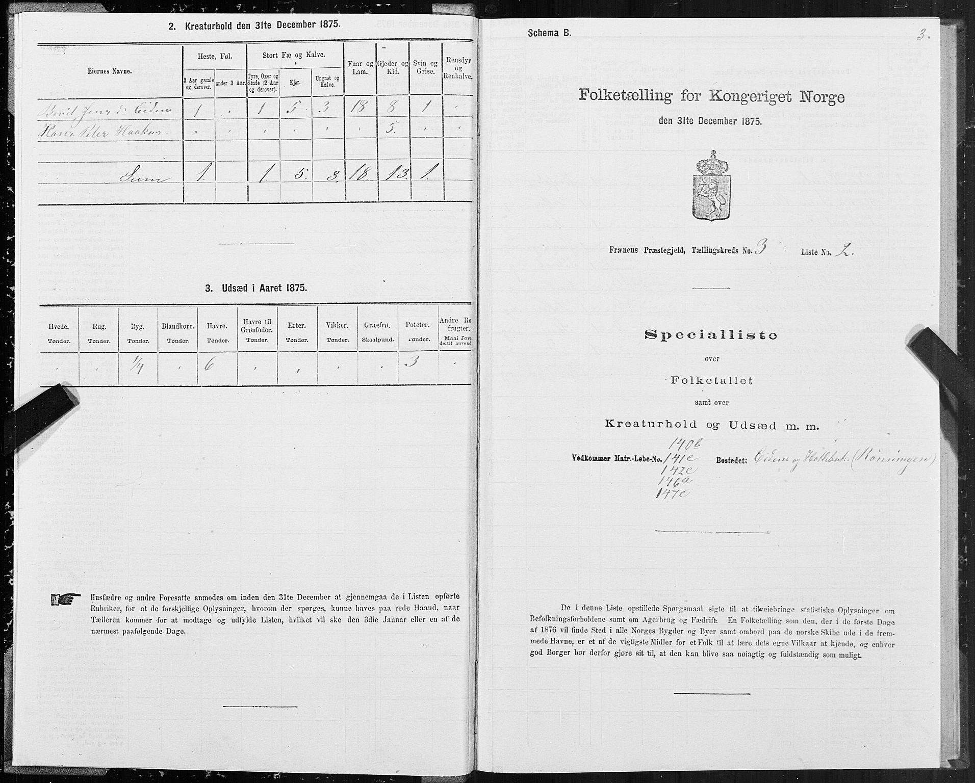 SAT, 1875 census for 1548P Fræna, 1875, p. 2003