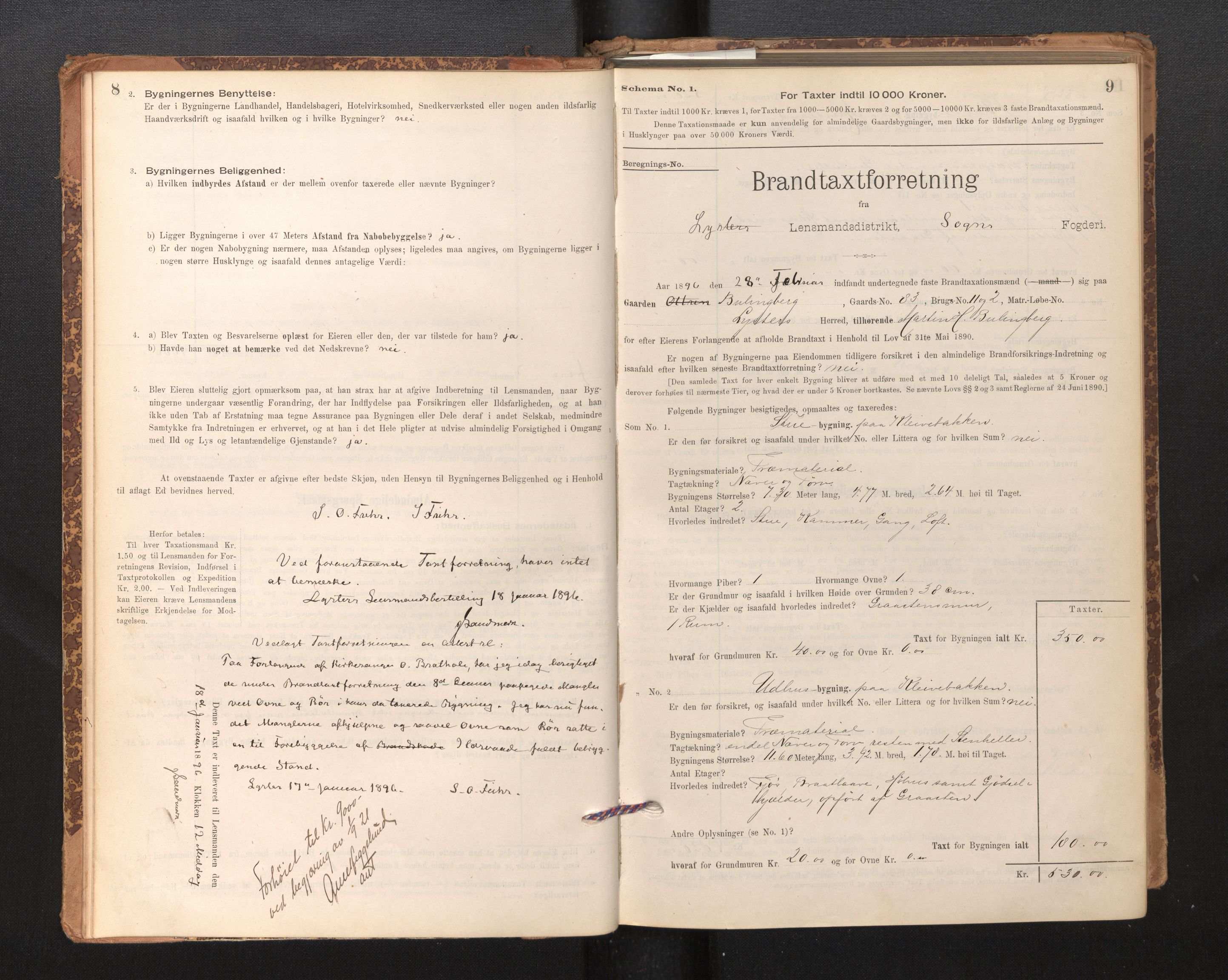 Lensmannen i Luster, SAB/A-29301/0012/L0007: Branntakstprotokoll, skjematakst, 1895-1935, p. 8-9