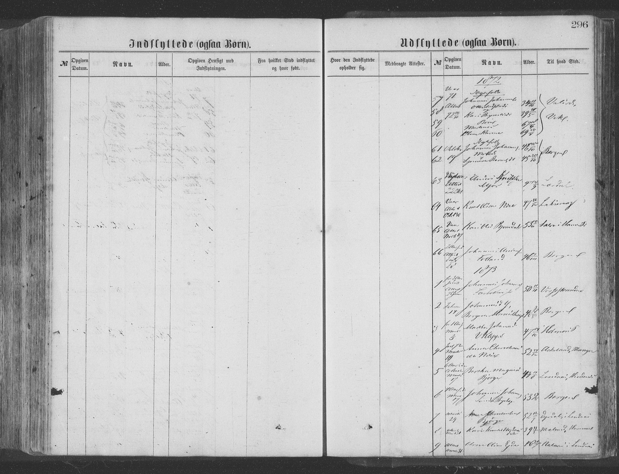 Hosanger sokneprestembete, SAB/A-75801/H/Haa: Parish register (official) no. A 9, 1864-1876, p. 296