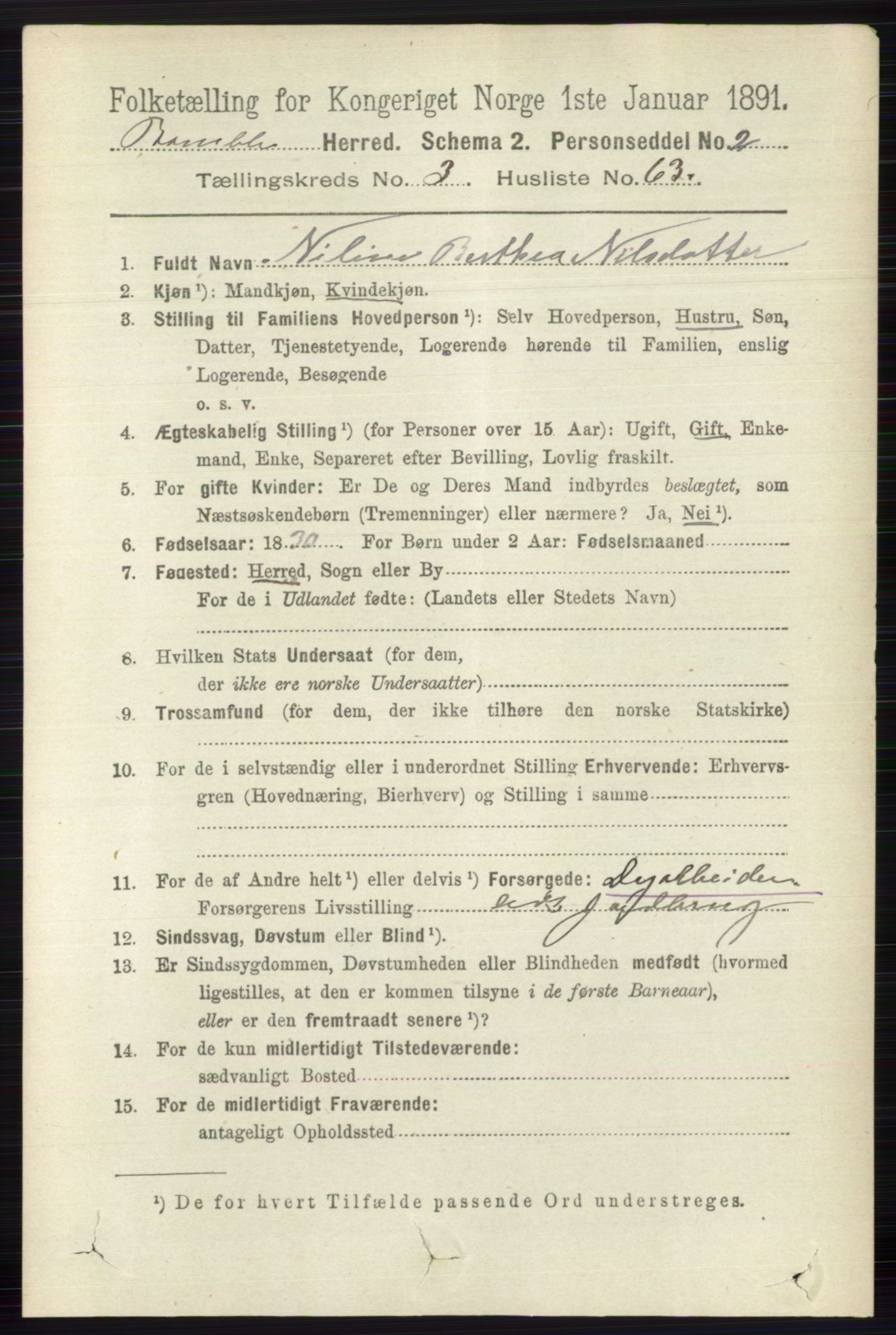 RA, 1891 census for 0814 Bamble, 1891, p. 1730