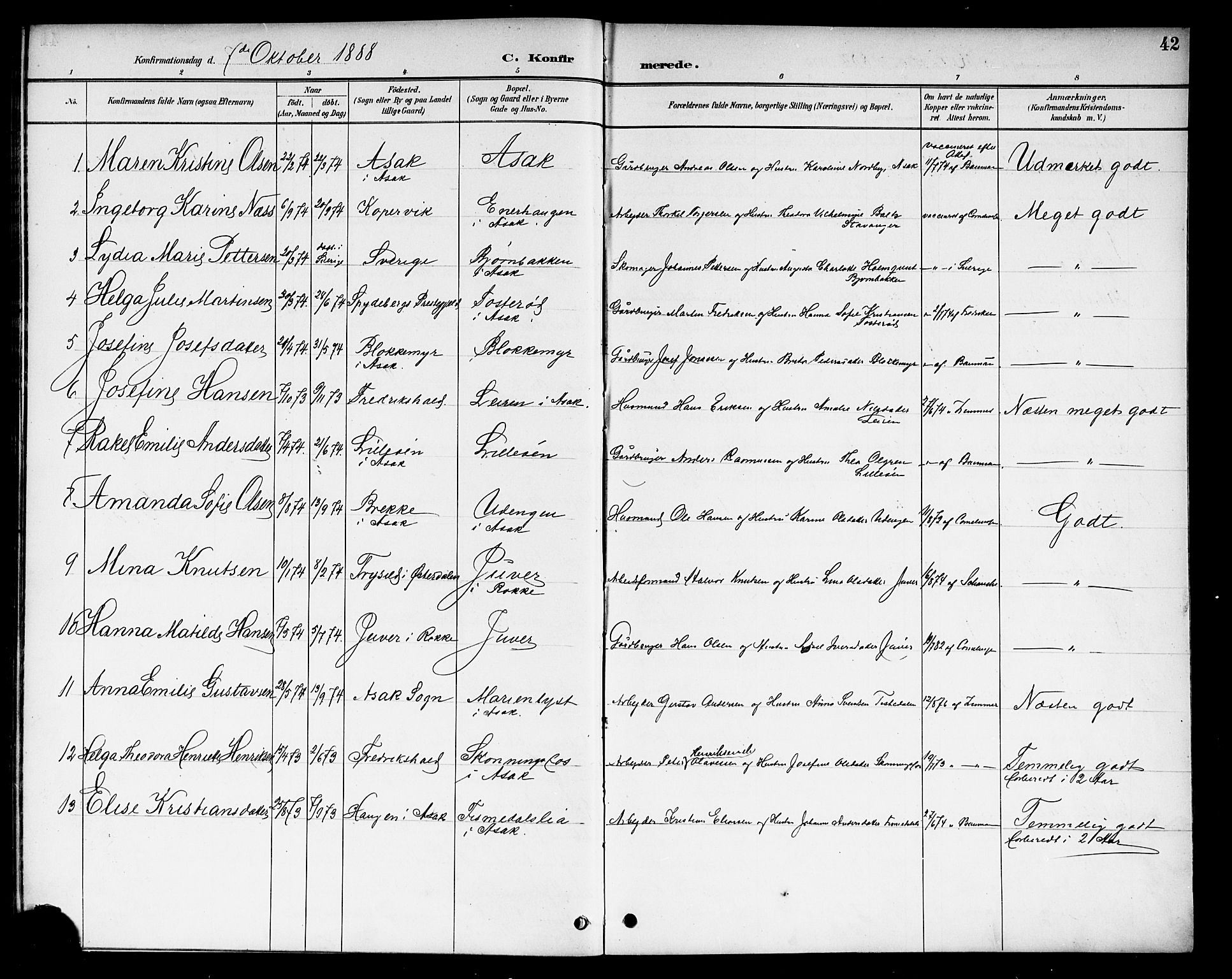 Berg prestekontor Kirkebøker, SAO/A-10902/F/Fb/L0002: Parish register (official) no. II 2, 1888-1902, p. 42