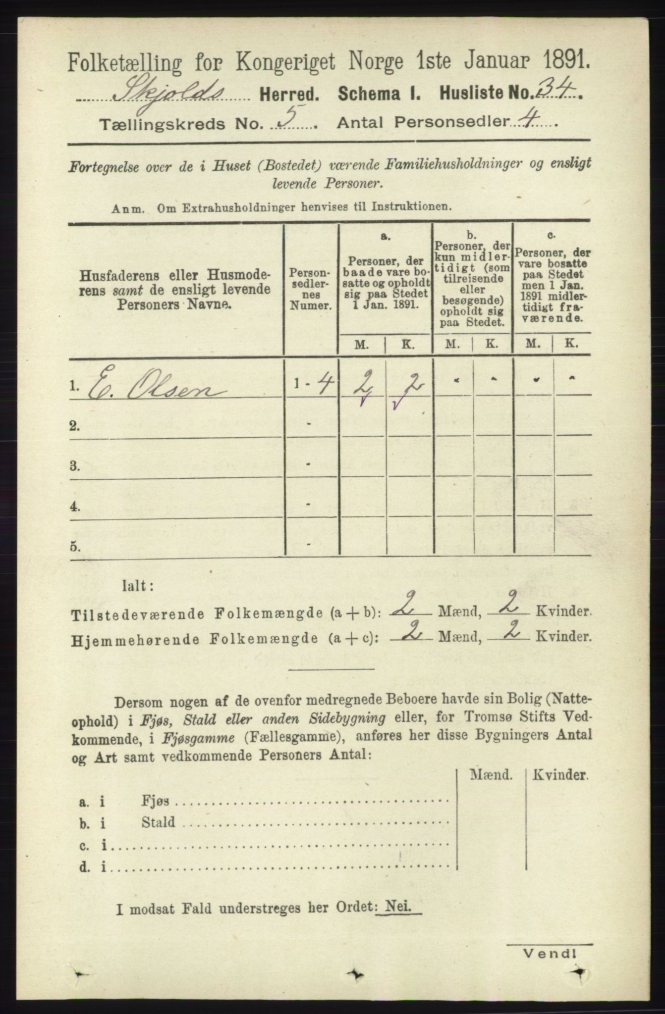 RA, 1891 census for 1154 Skjold, 1891, p. 762