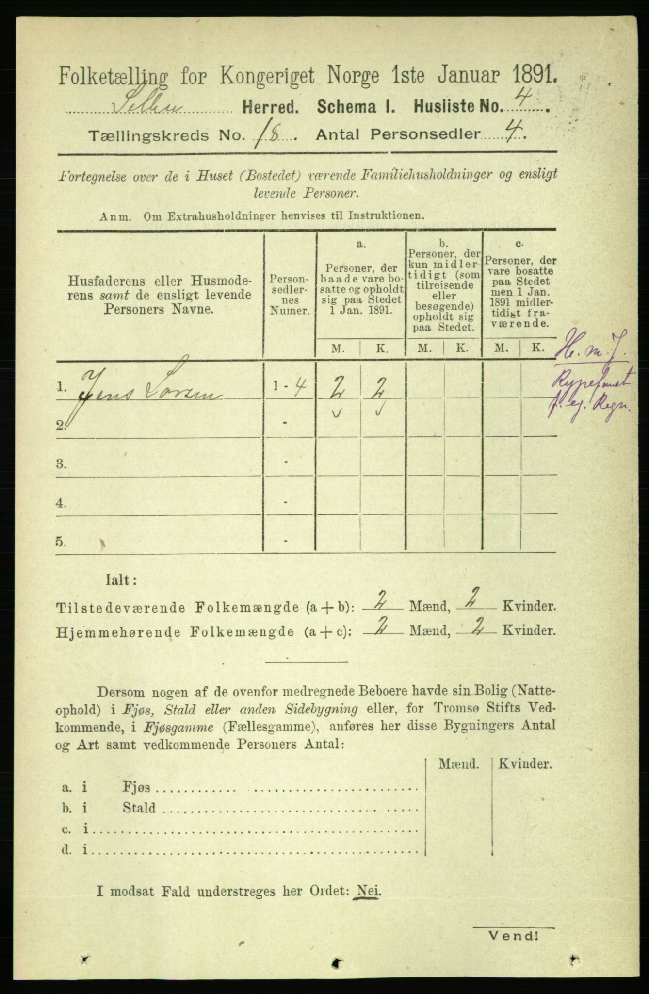 RA, 1891 census for 1664 Selbu, 1891, p. 6437