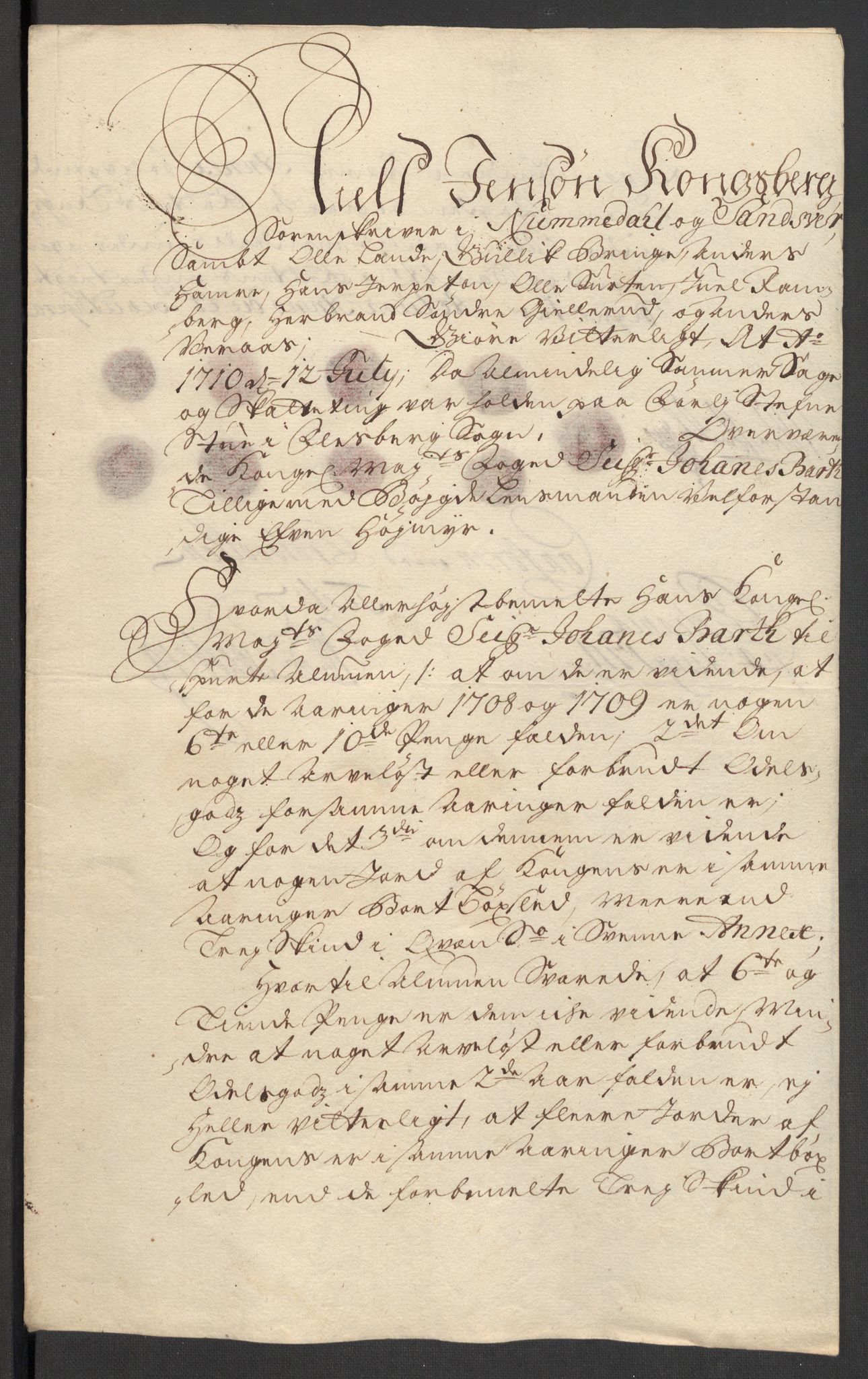 Rentekammeret inntil 1814, Reviderte regnskaper, Fogderegnskap, AV/RA-EA-4092/R24/L1585: Fogderegnskap Numedal og Sandsvær, 1709-1710, p. 133