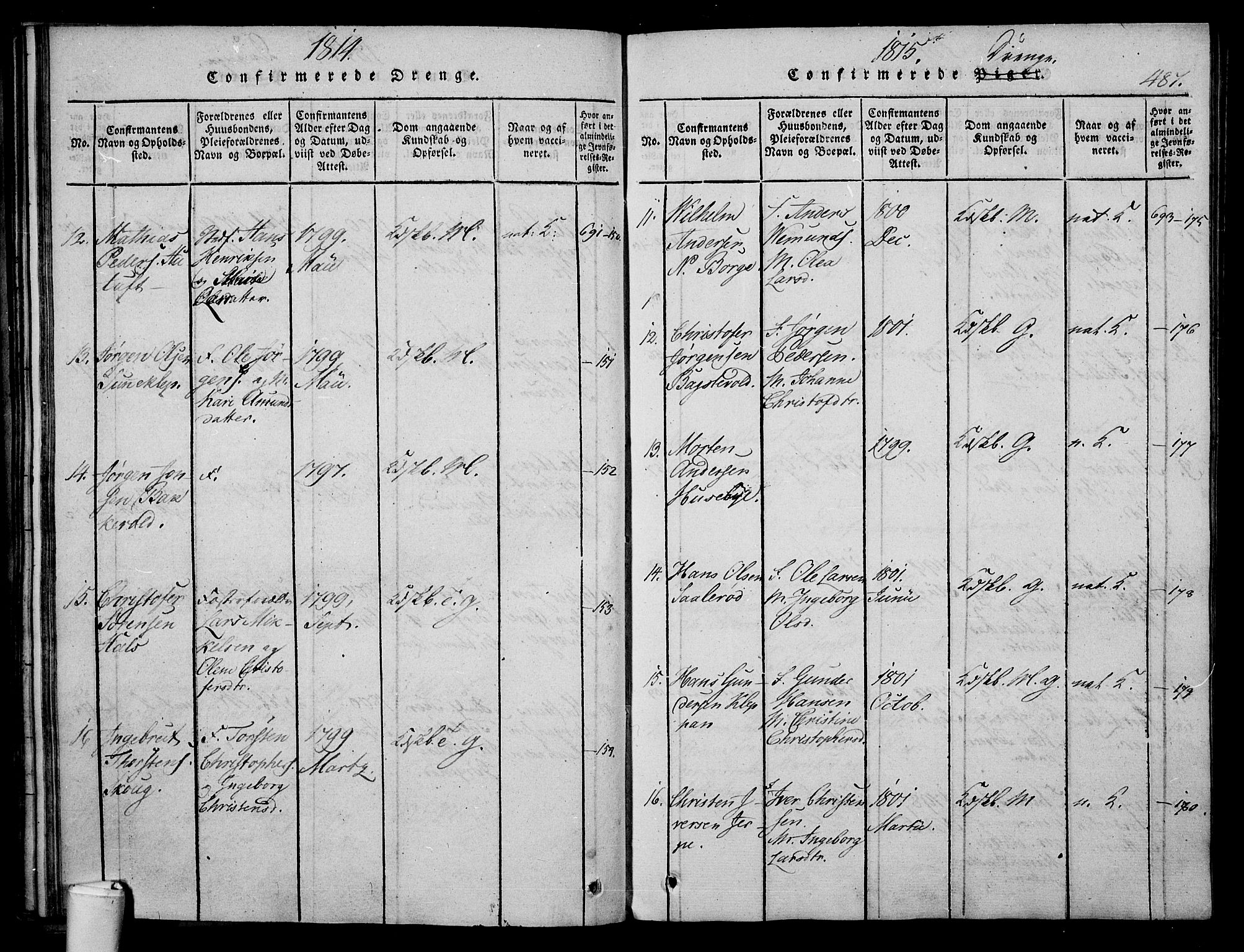 Våle kirkebøker, AV/SAKO-A-334/F/Fa/L0007: Parish register (official) no. I 7, 1814-1824, p. 486-487