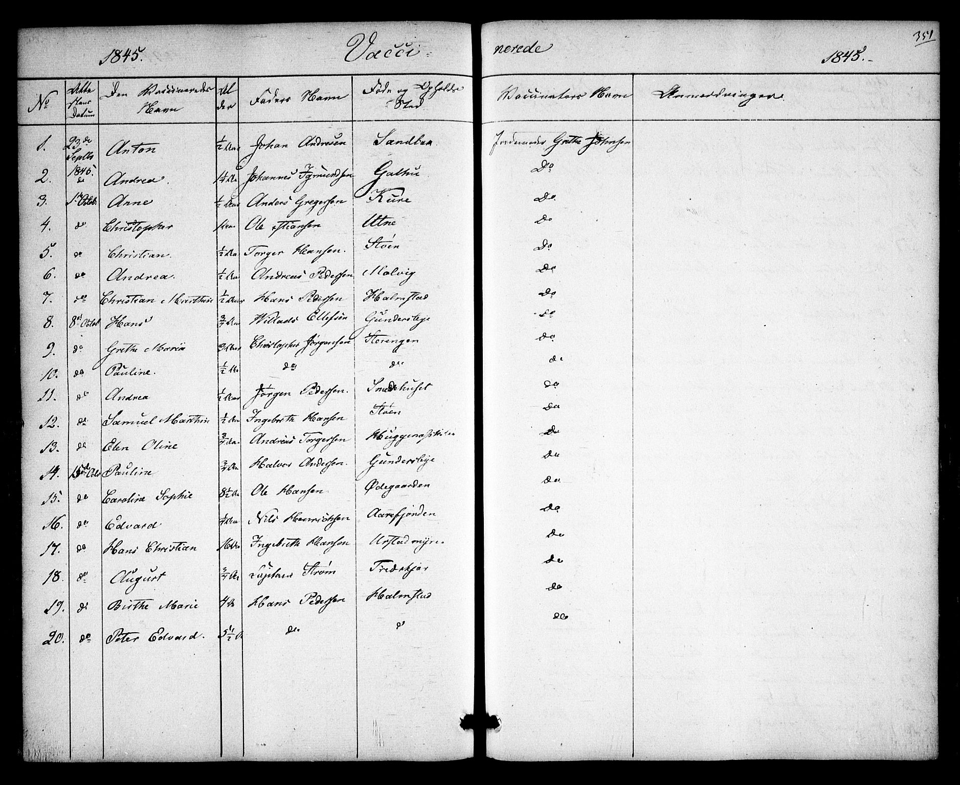 Rygge prestekontor Kirkebøker, SAO/A-10084b/F/Fa/L0004: Parish register (official) no. 4, 1836-1851, p. 351