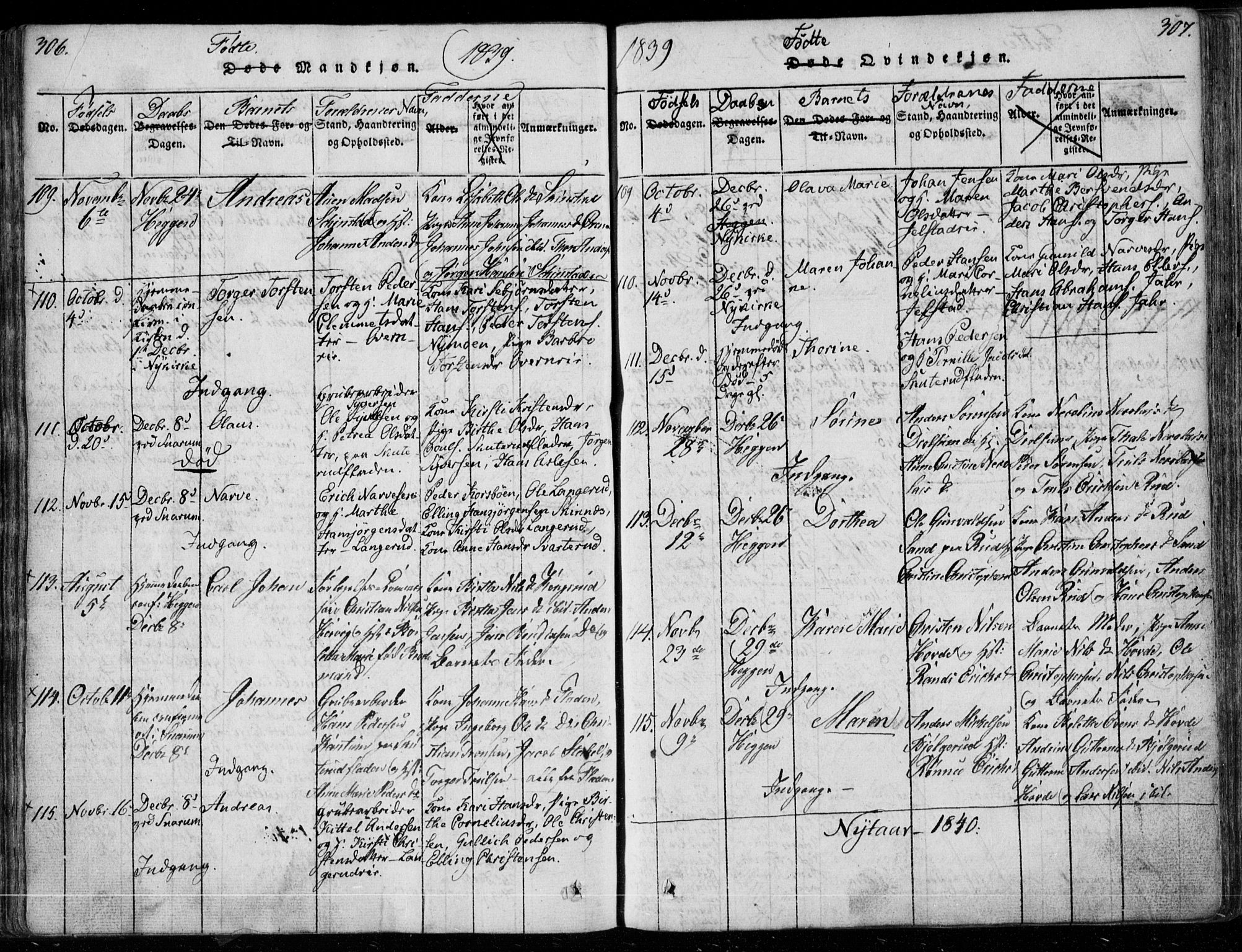 Modum kirkebøker, AV/SAKO-A-234/F/Fa/L0006: Parish register (official) no. 6, 1832-1841, p. 306-307