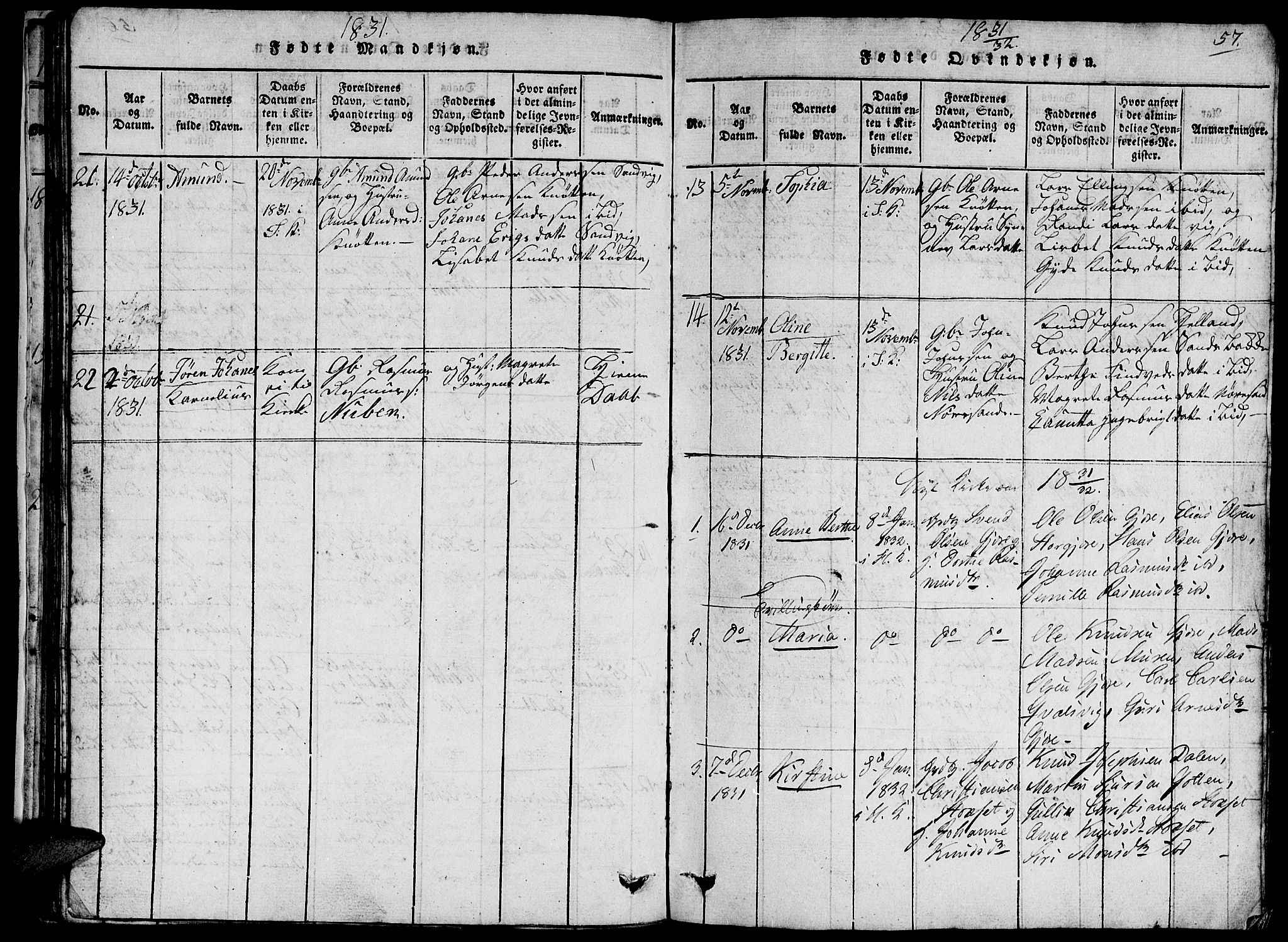 Ministerialprotokoller, klokkerbøker og fødselsregistre - Møre og Romsdal, SAT/A-1454/503/L0046: Parish register (copy) no. 503C01, 1816-1842, p. 57