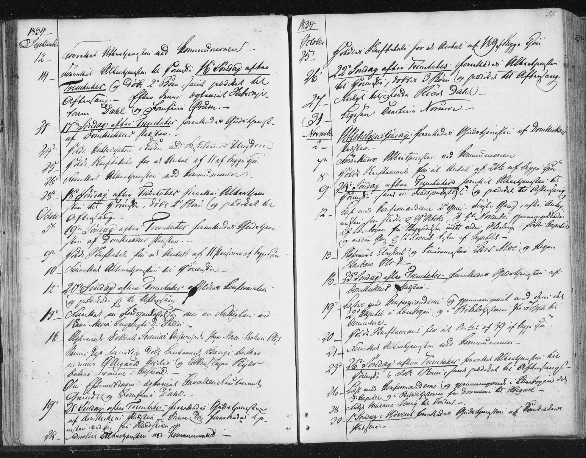 Ministerialprotokoller, klokkerbøker og fødselsregistre - Sør-Trøndelag, SAT/A-1456/602/L0127: Curate's parish register no. 602B01, 1821-1875, p. 55