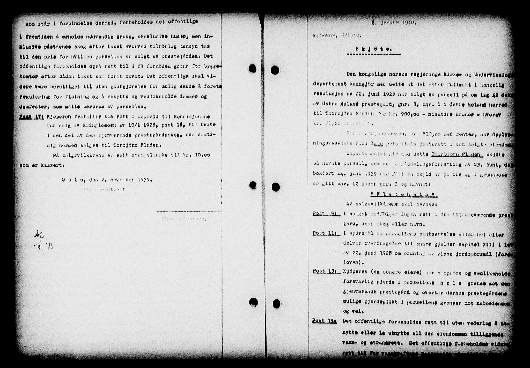 Nedenes sorenskriveri, SAK/1221-0006/G/Gb/Gba/L0047: Mortgage book no. A-I, 1939-1940, Diary no: : 6/1940