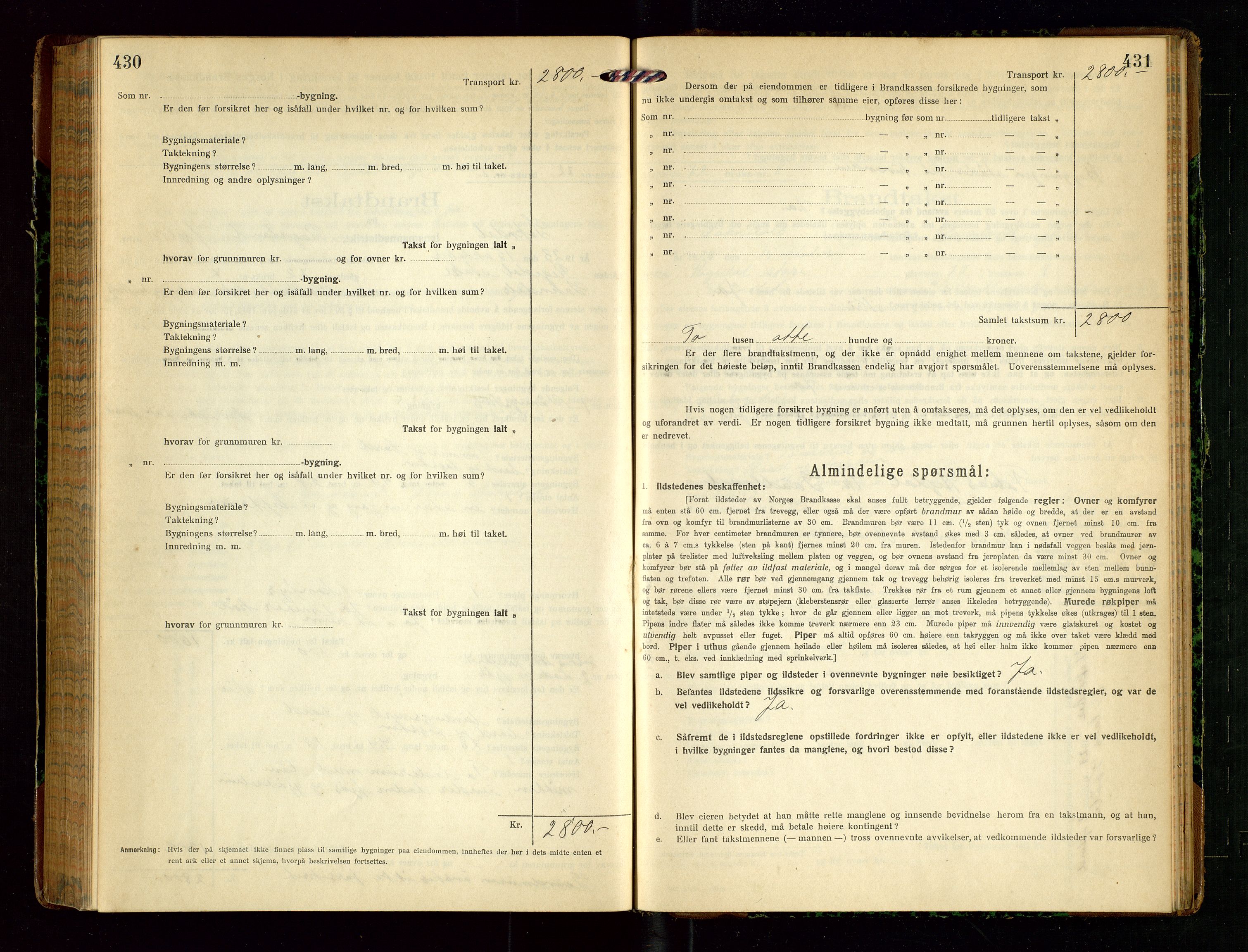 Sokndal lensmannskontor, AV/SAST-A-100417/Gob/L0005: "Brandtakst-Protokol", 1920-1924, p. 430-431