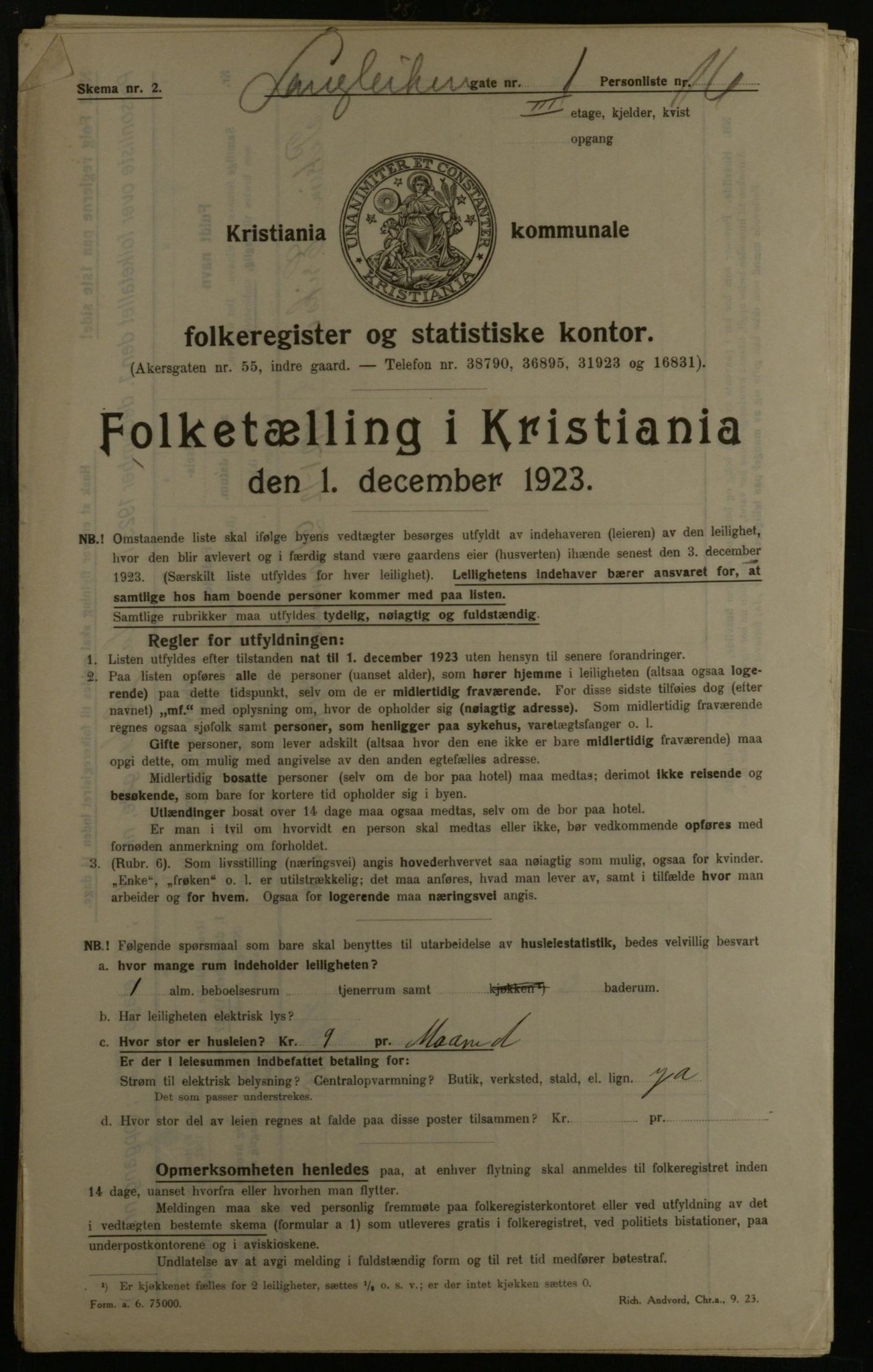 OBA, Municipal Census 1923 for Kristiania, 1923, p. 63179