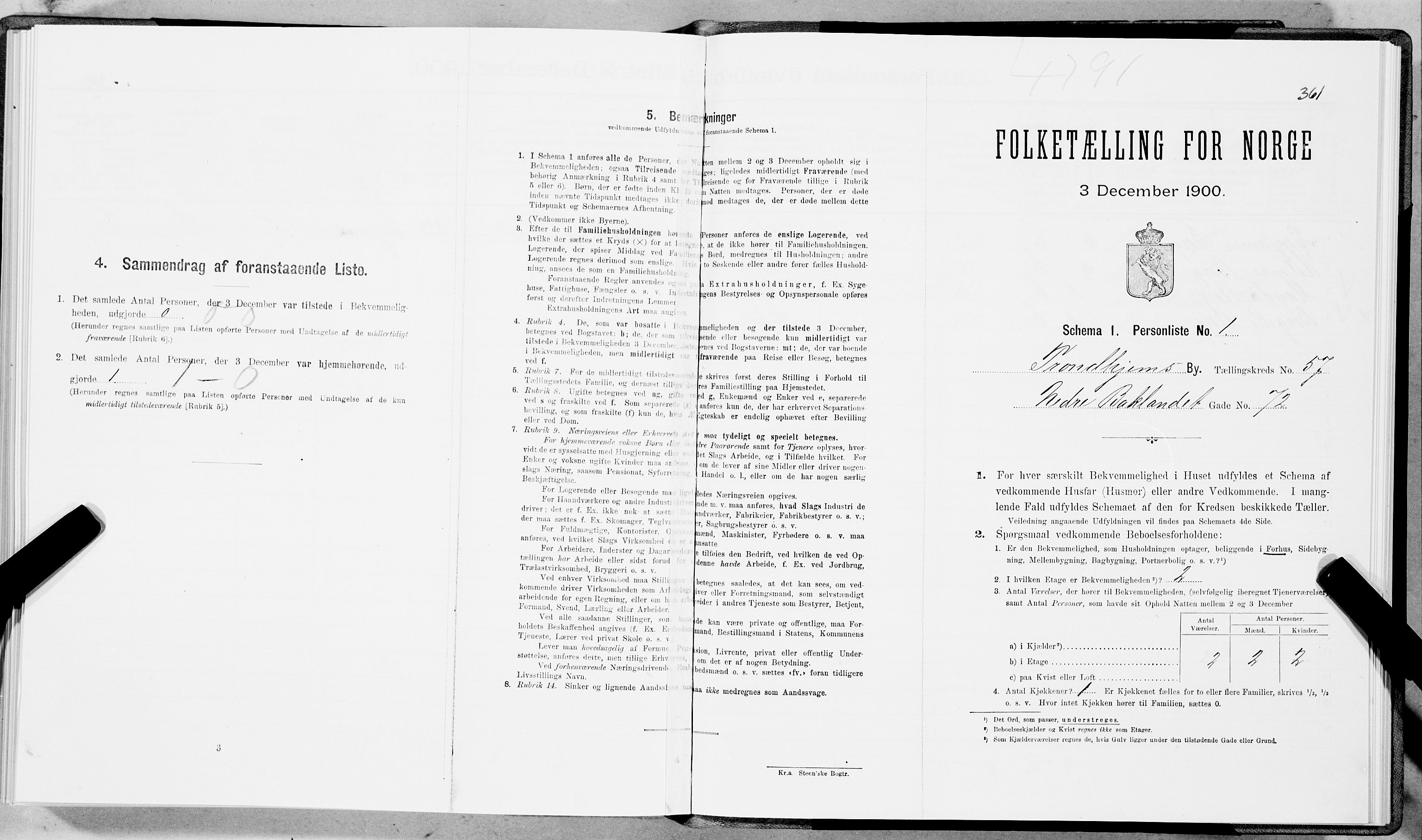 SAT, 1900 census for Trondheim, 1900, p. 9818