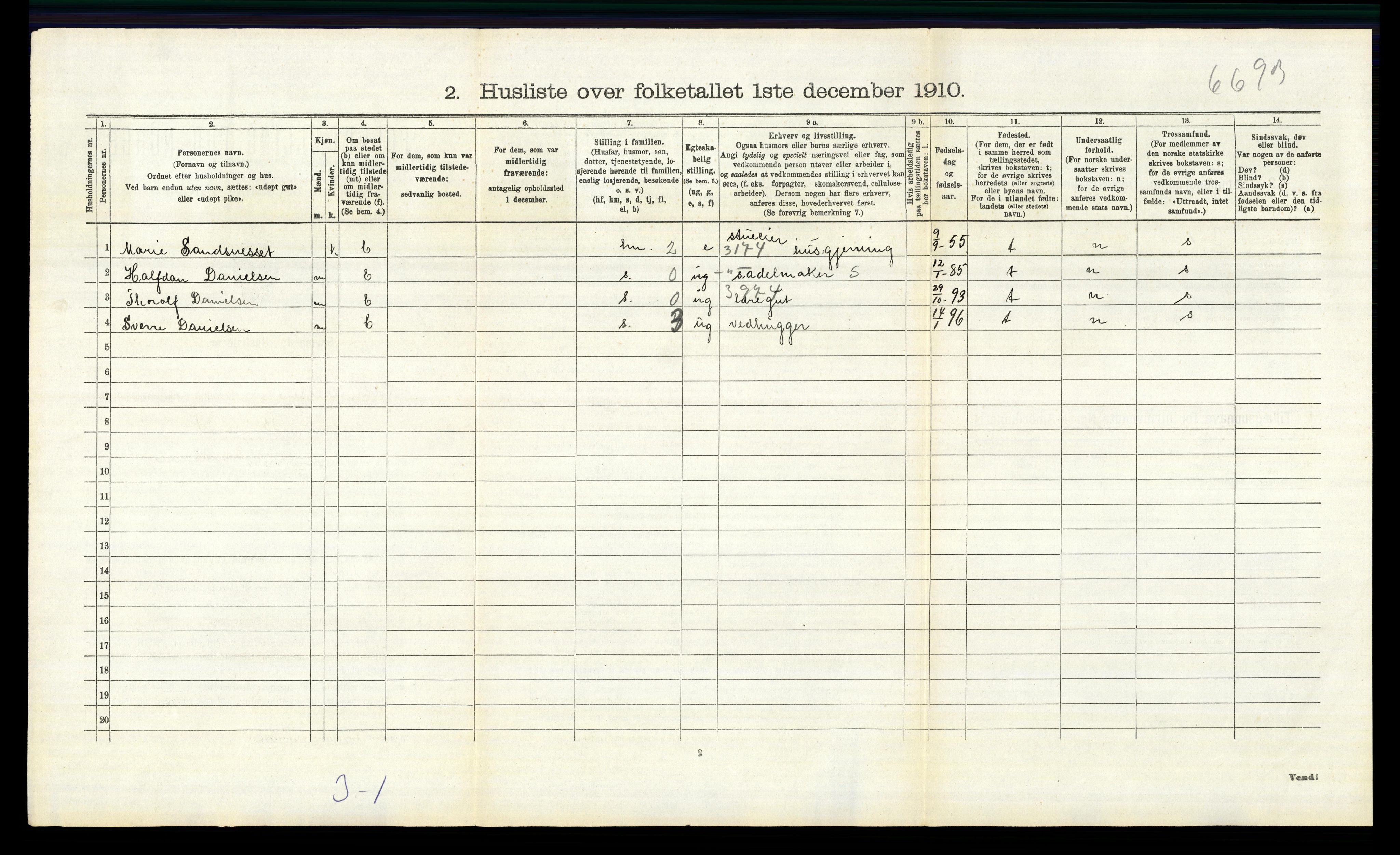 RA, 1910 census for Nord-Odal, 1910, p. 332