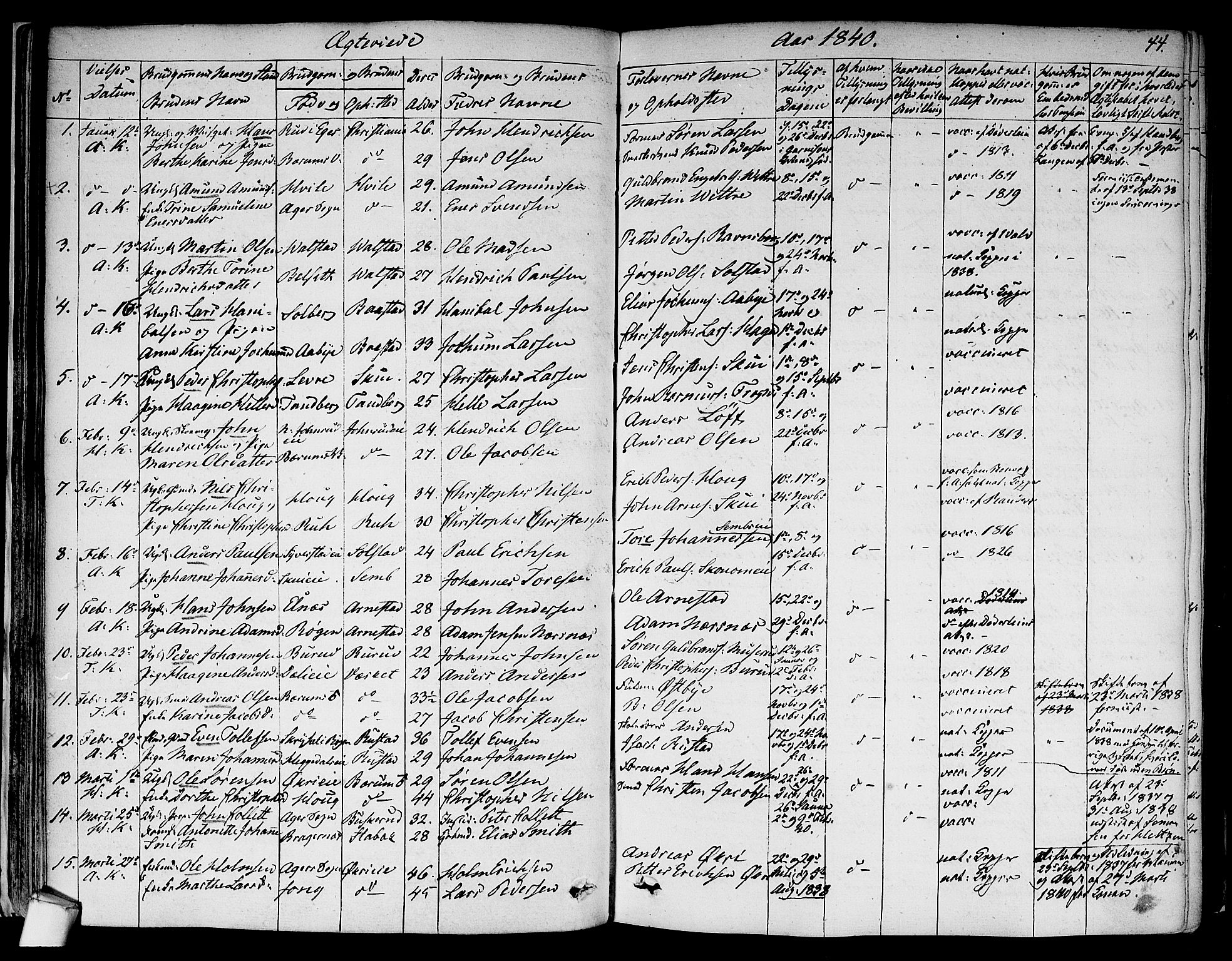 Asker prestekontor Kirkebøker, SAO/A-10256a/F/Fa/L0010: Parish register (official) no. I 10, 1825-1878, p. 44