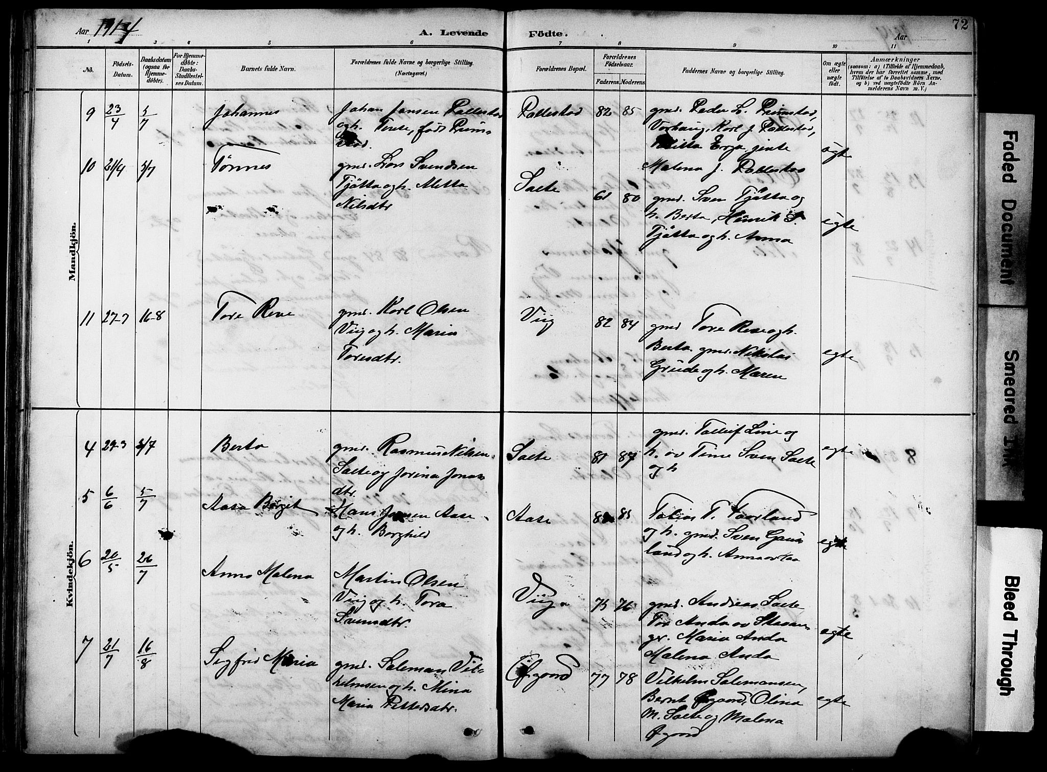 Klepp sokneprestkontor, SAST/A-101803/001/3/30BB/L0005: Parish register (copy) no. B 5, 1889-1918, p. 72
