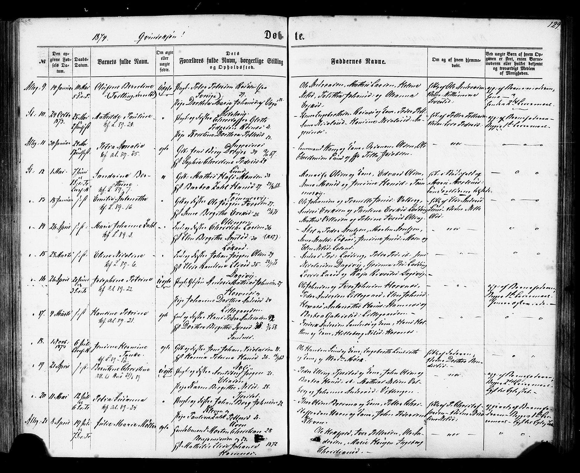 Ministerialprotokoller, klokkerbøker og fødselsregistre - Nordland, AV/SAT-A-1459/830/L0449: Parish register (official) no. 830A13, 1866-1886, p. 129