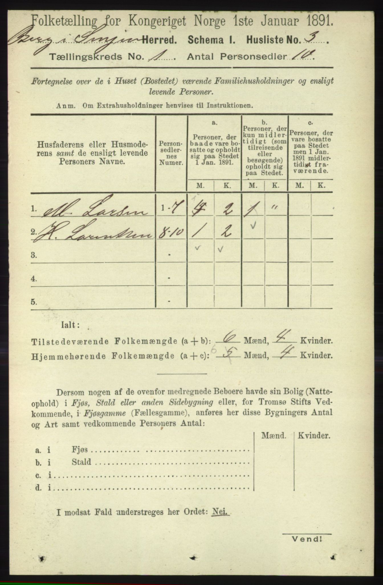 RA, 1891 census for 1929 Berg, 1891, p. 16