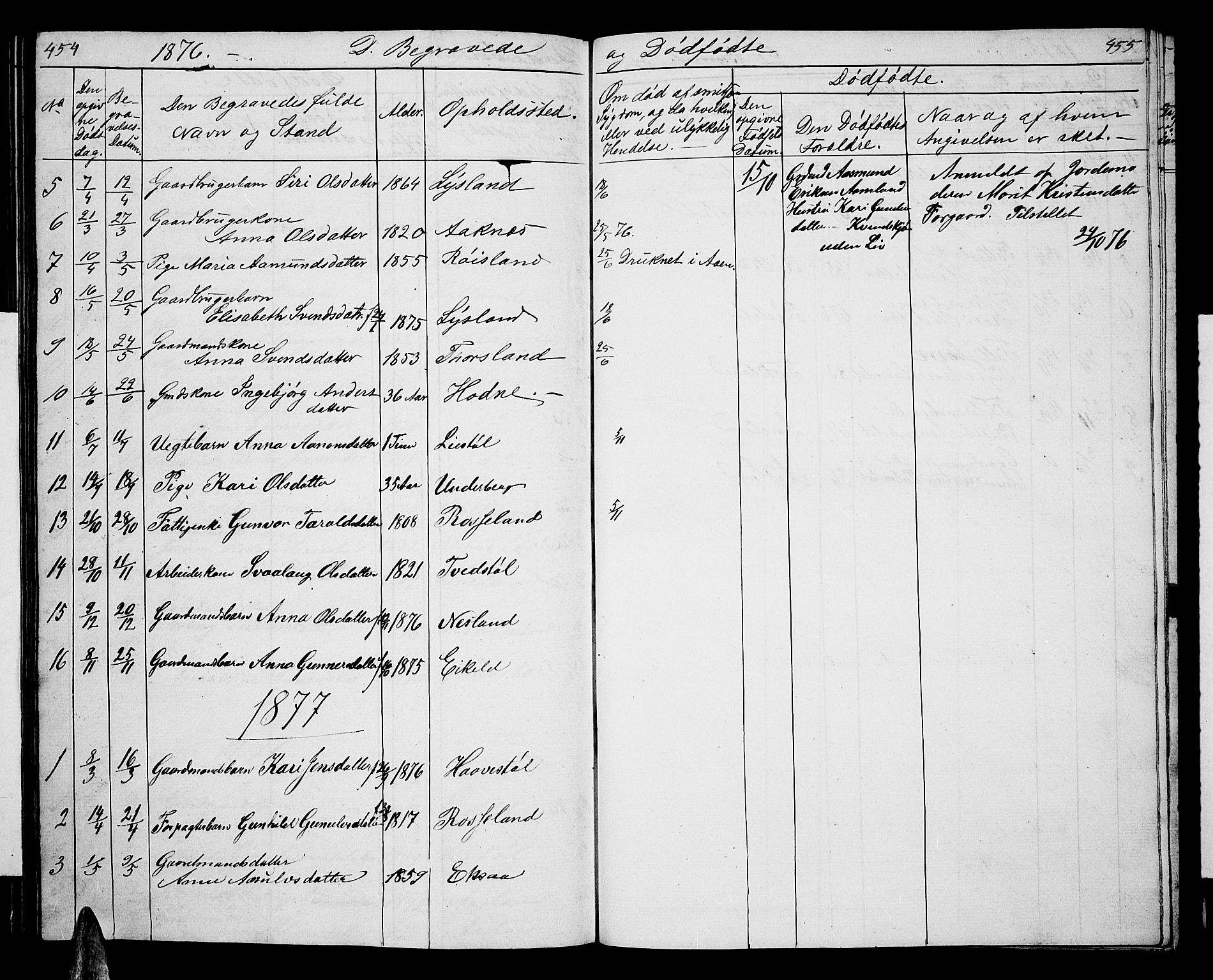 Åseral sokneprestkontor, AV/SAK-1111-0051/F/Fb/L0001: Parish register (copy) no. B 1, 1856-1877, p. 454-455