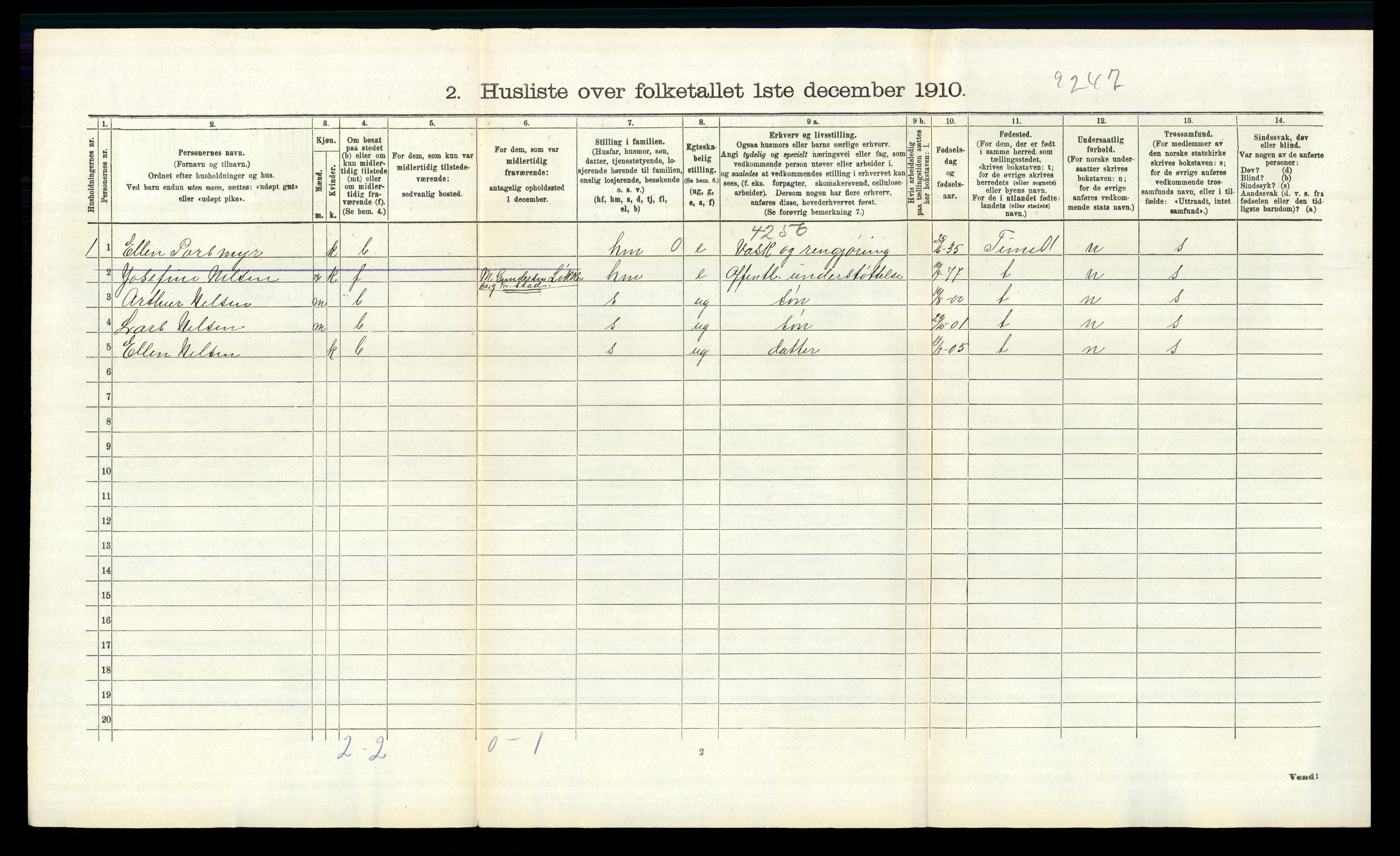 RA, 1910 census for Borge, 1910, p. 539